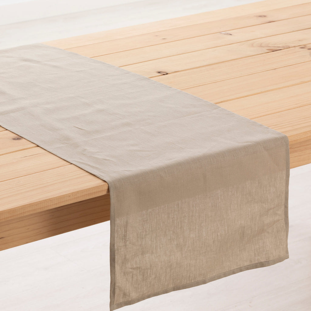 100% linen table runner Taupe 45x140 cm