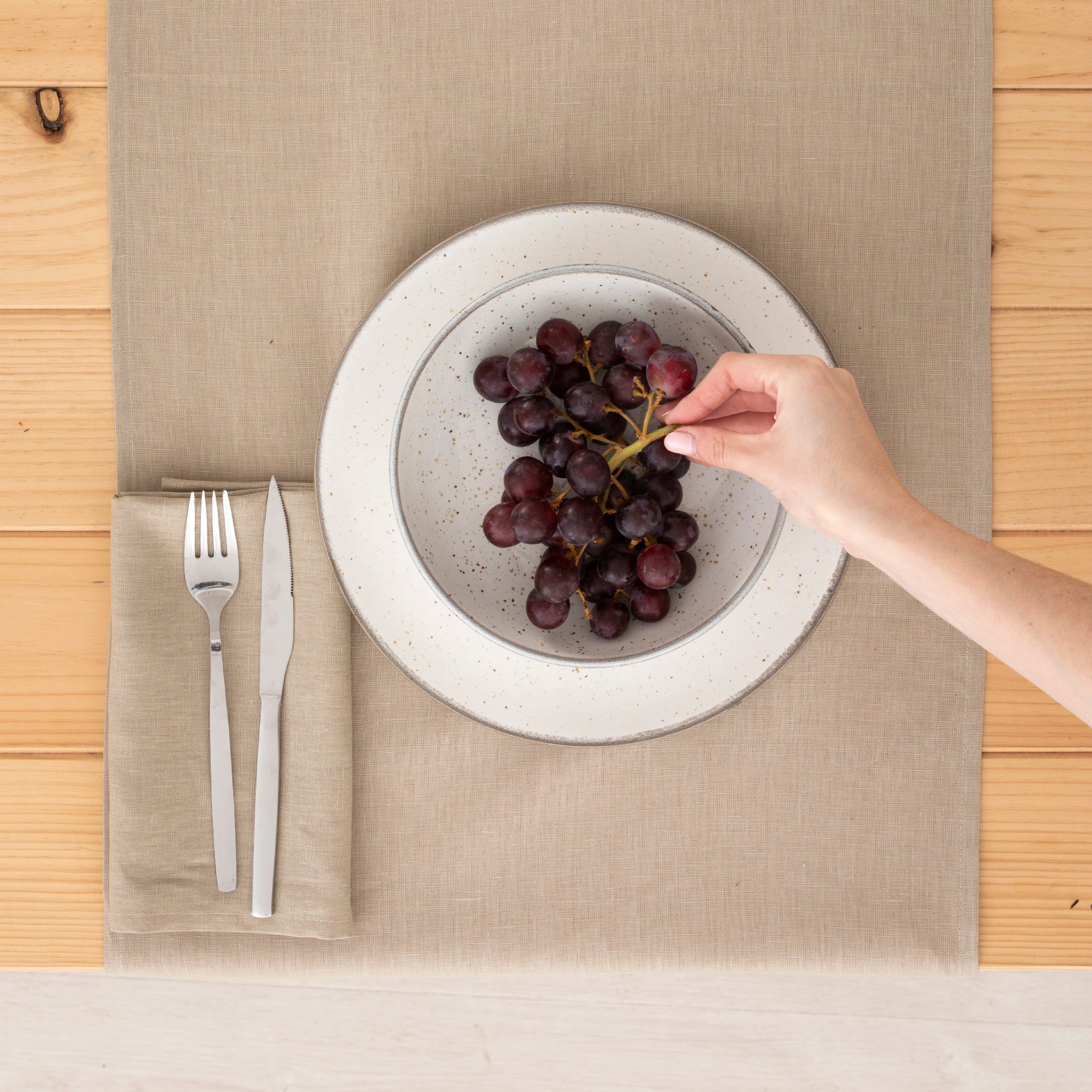 100% linen table runner Taupe 45x140 cm