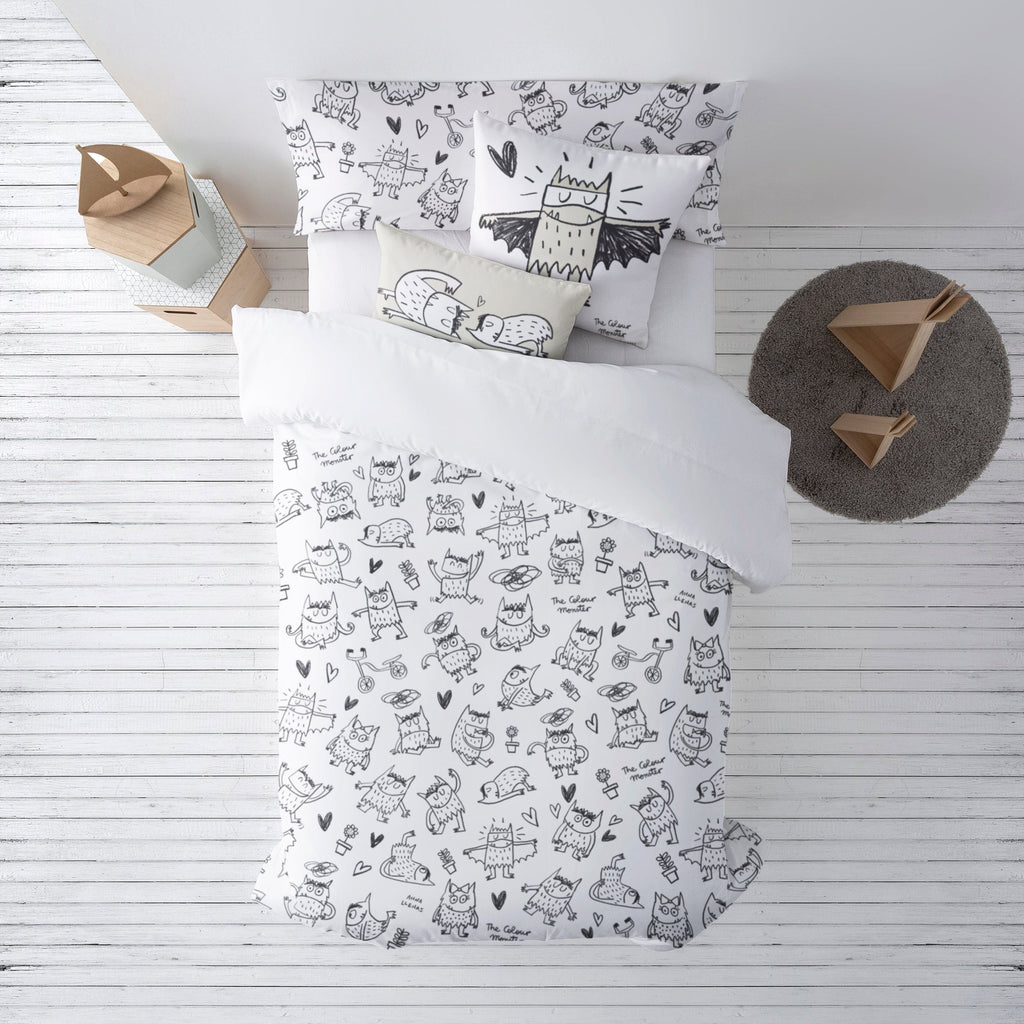 Funda nórdica con botones 100% algodón Monstre Black