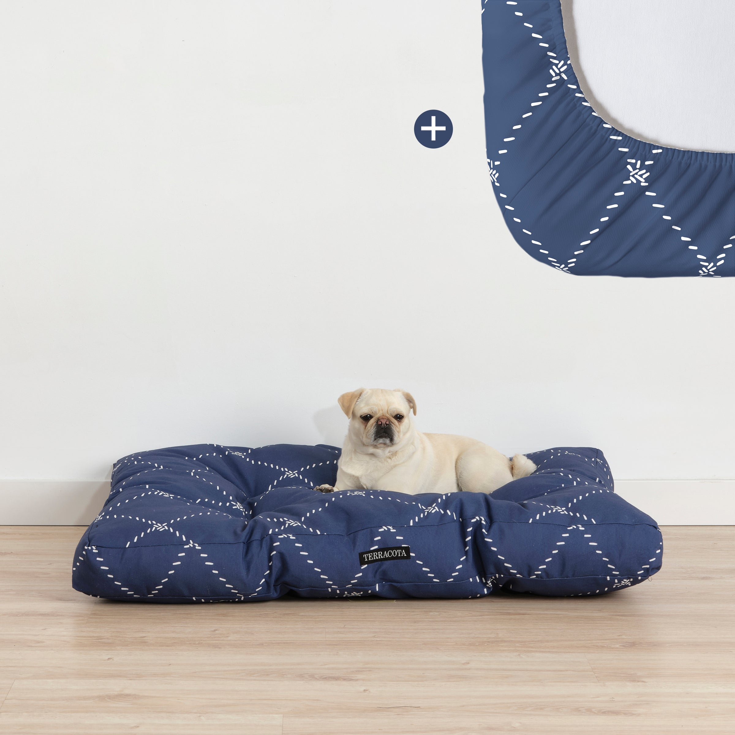 Pack cama para mascota + Protector antimanchas BENICASSIM MARINO