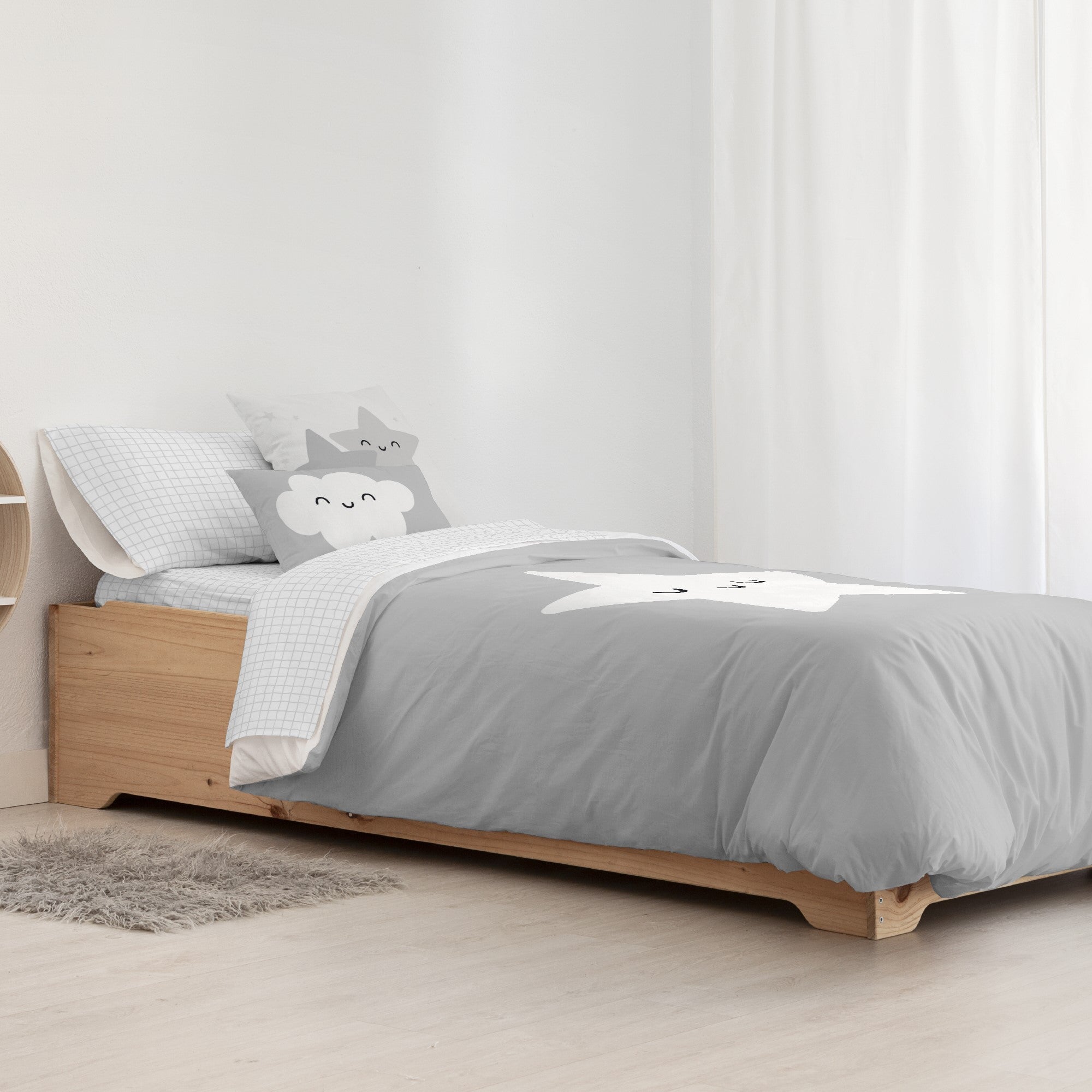 Housse de couette 100% coton Nadir Gris