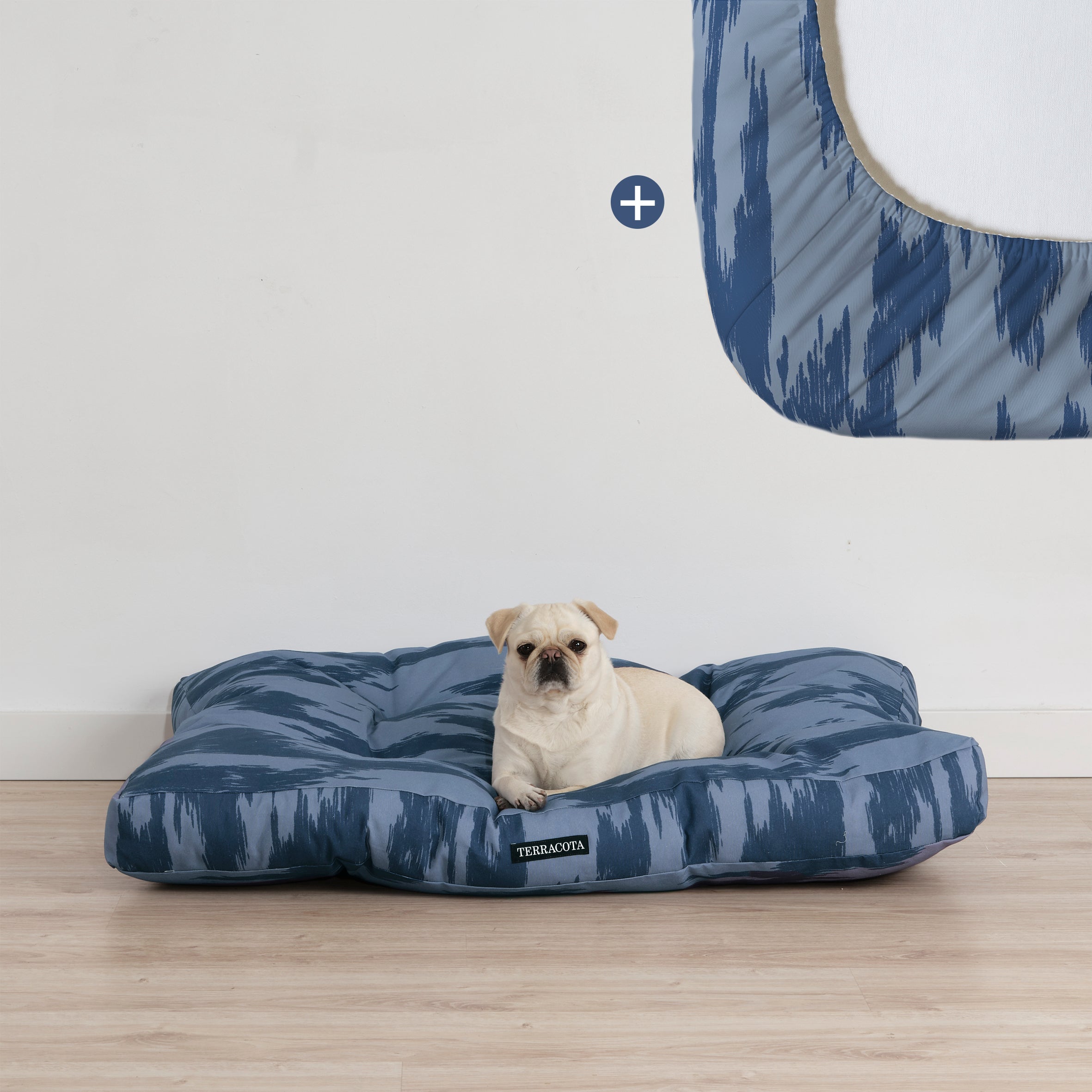 Pack cama para mascota + Protector antimanchas MAHÓN AZUL MARINO