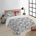 Housse de couette 100% coton Tom &amp; Jerry Noir &amp; Blanc
