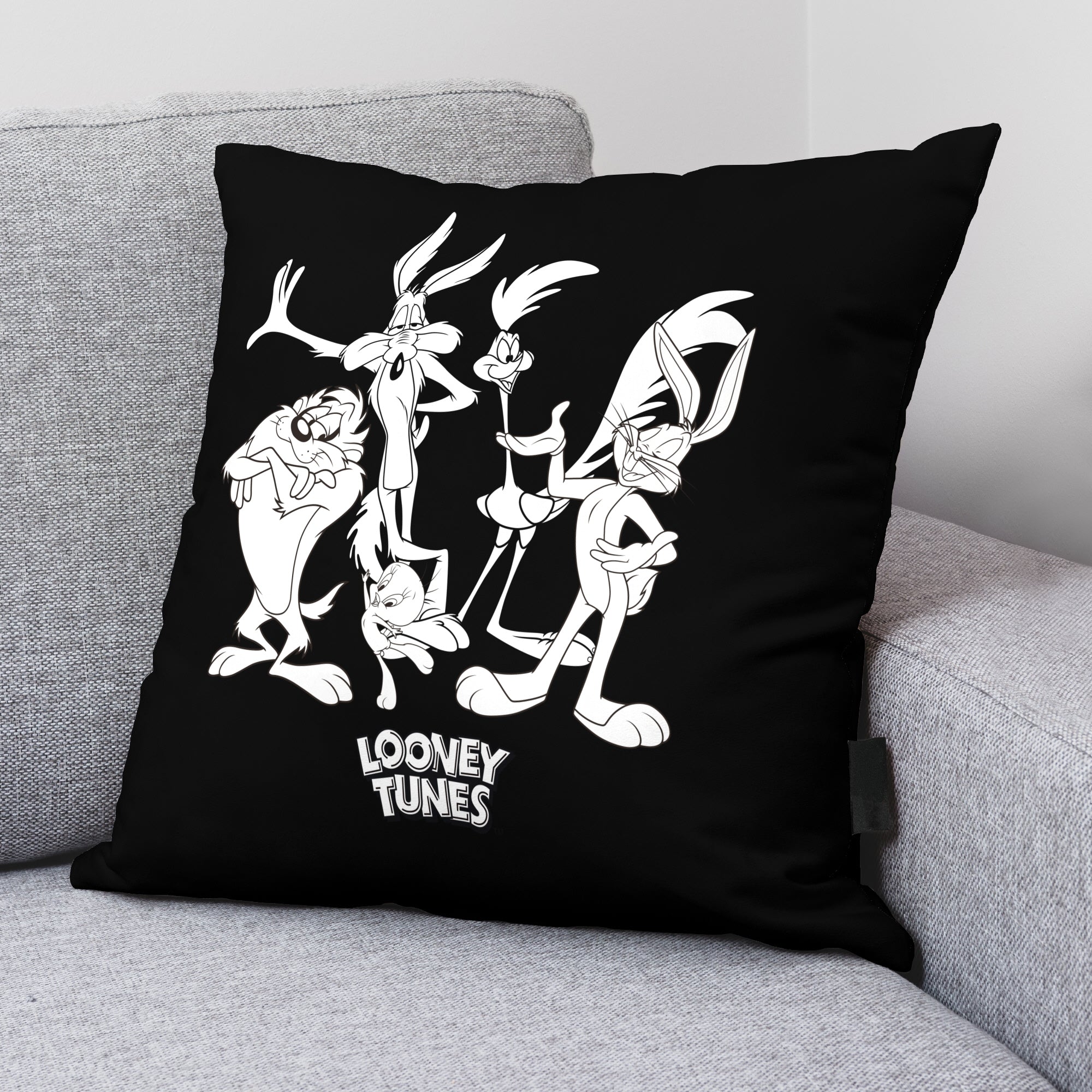 100% Cotton Cushion Cover 45x45 cm Looney Tunes B&amp;W A