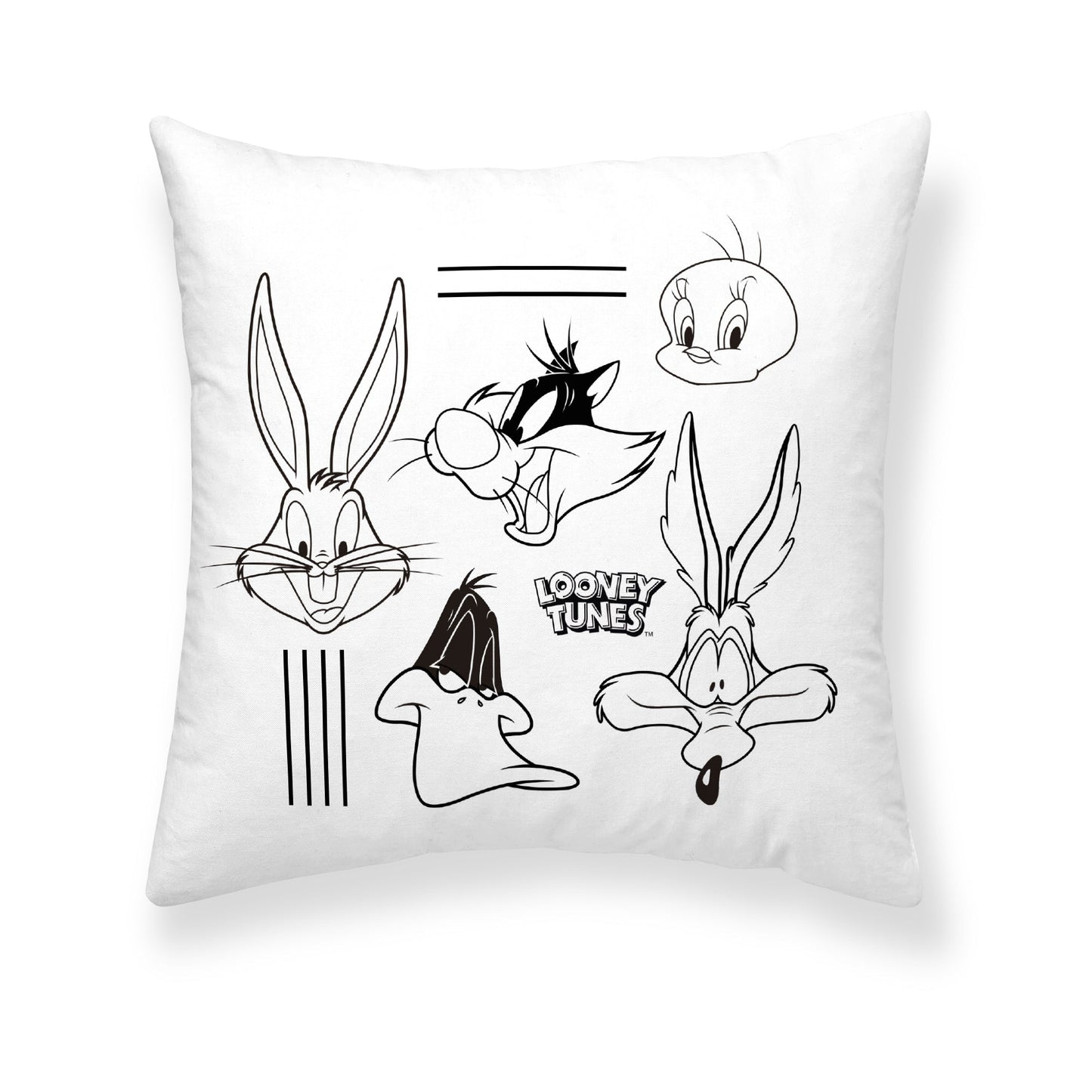 Funda de cojín 100% Algodón 45x45 cm Looney B&w B