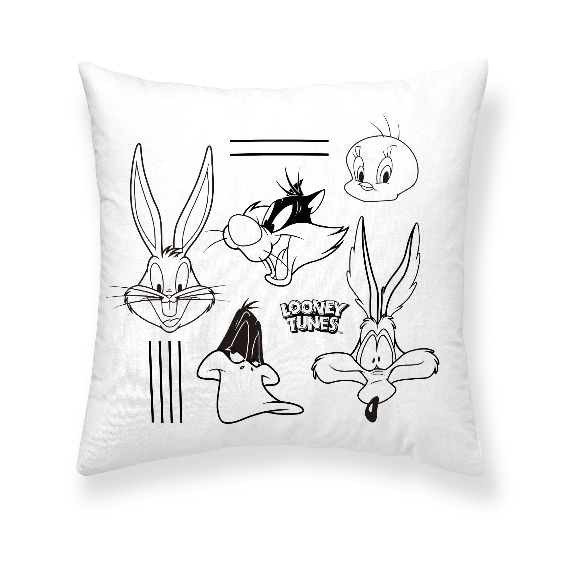 100% Cotton Cushion Cover 45x45 cm Looney Tunes B&amp;W B