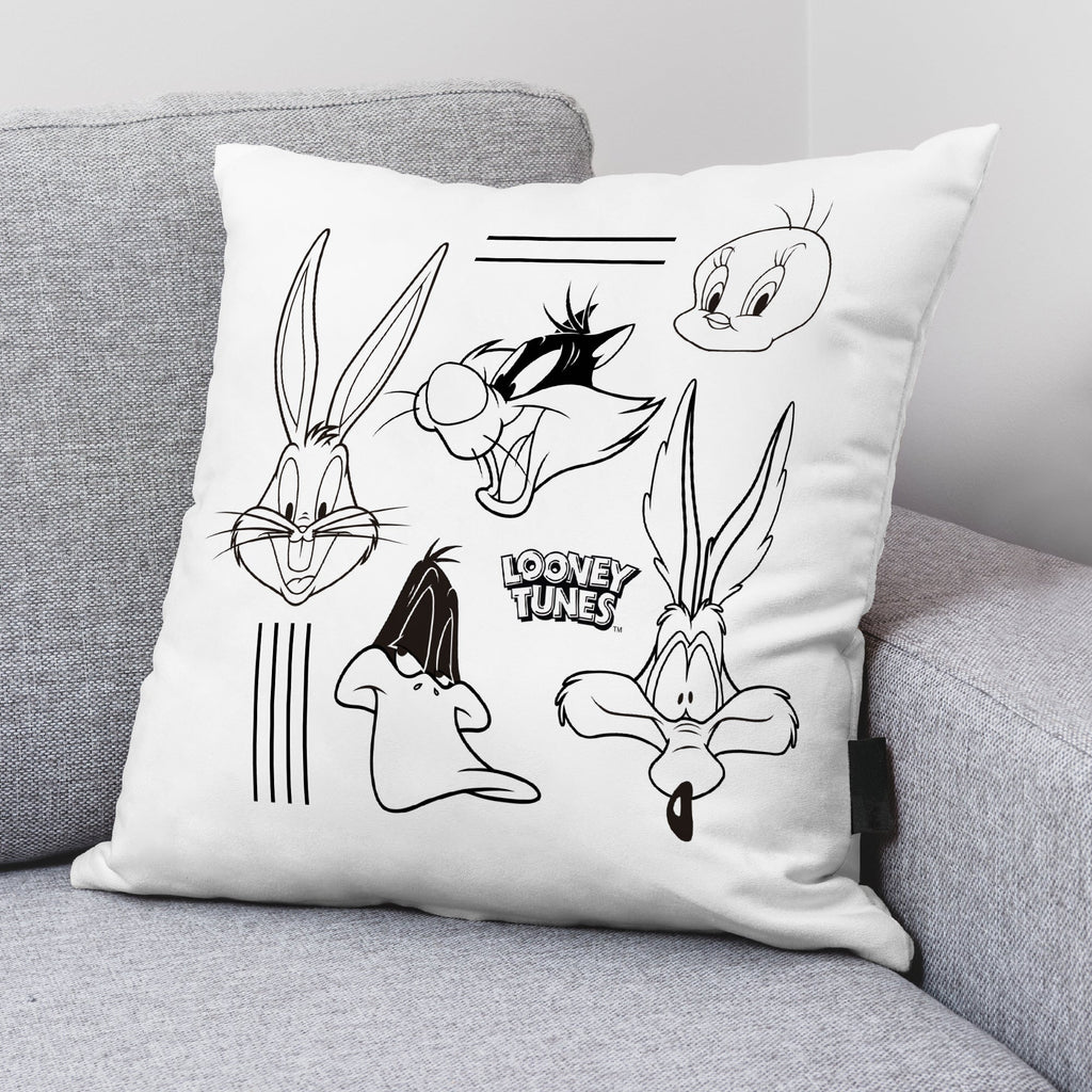 100% Cotton Cushion Cover 45x45 cm Looney Tunes B&amp;W B