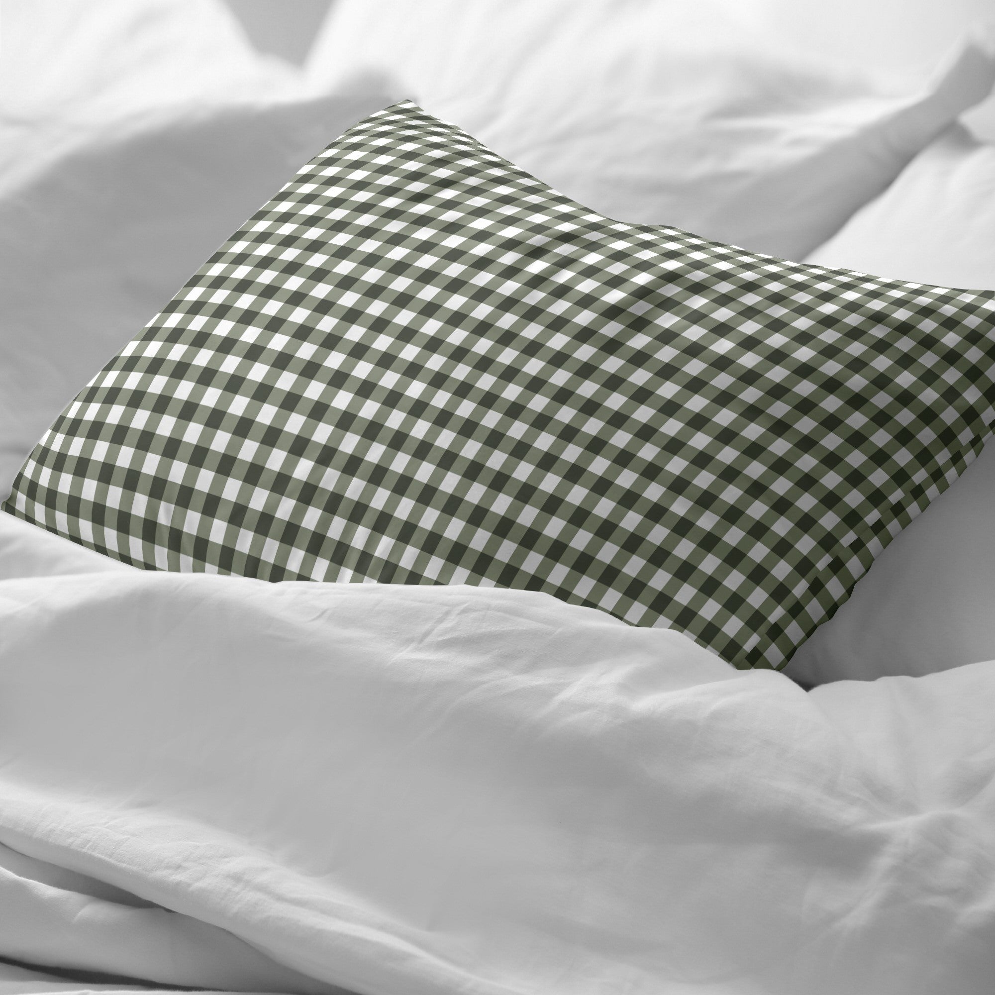 Funda de almohada 100% algodón Xmas Vichy Verde