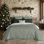 Funda nórdica con clicks Vichy Verde 100% algodón