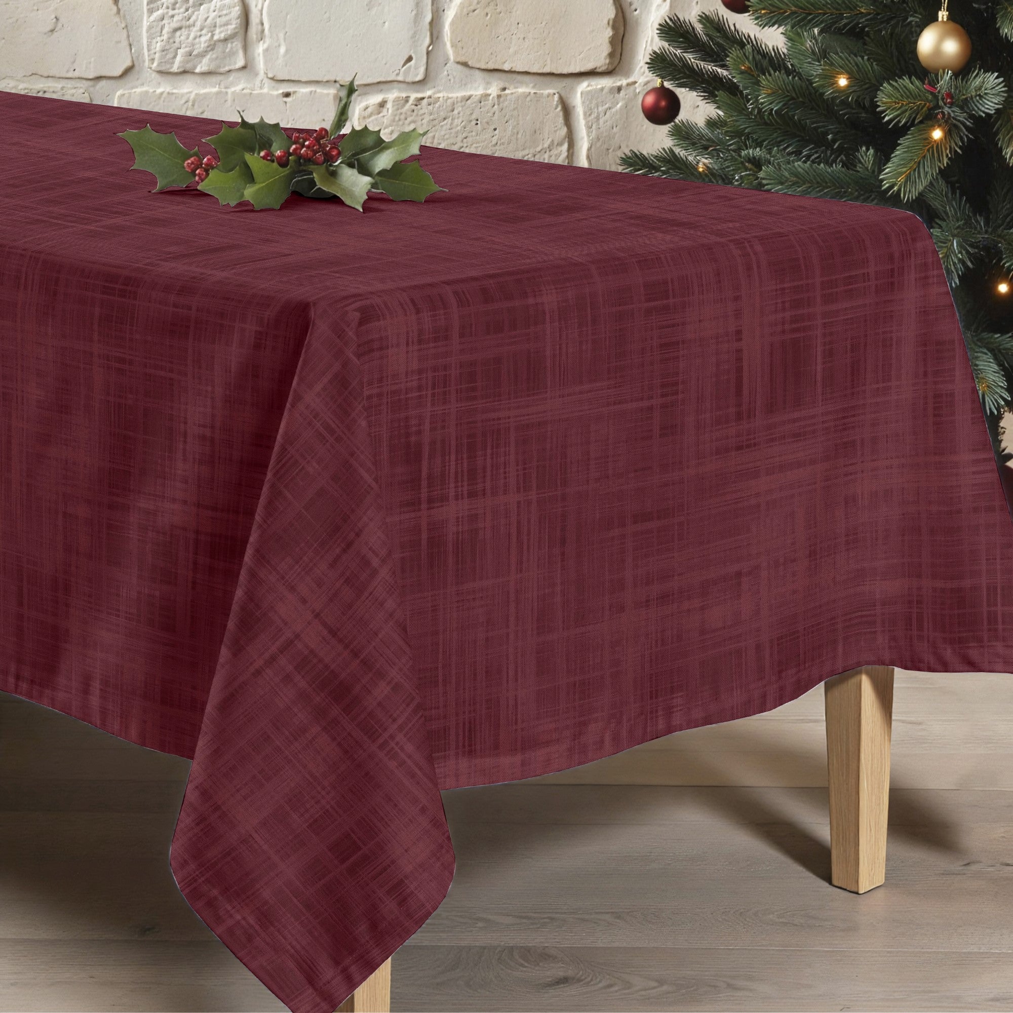 Christmas Bordeaux stain-resistant tablecloth
