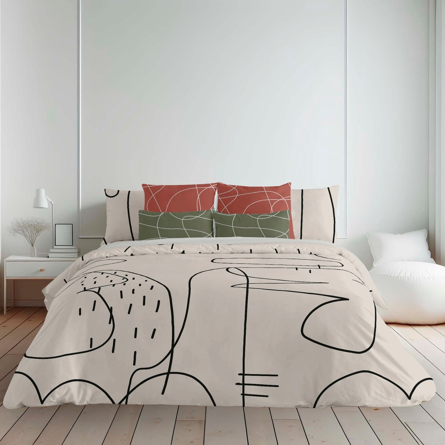 Funda nórdica con botones 100% algodón Burdeos