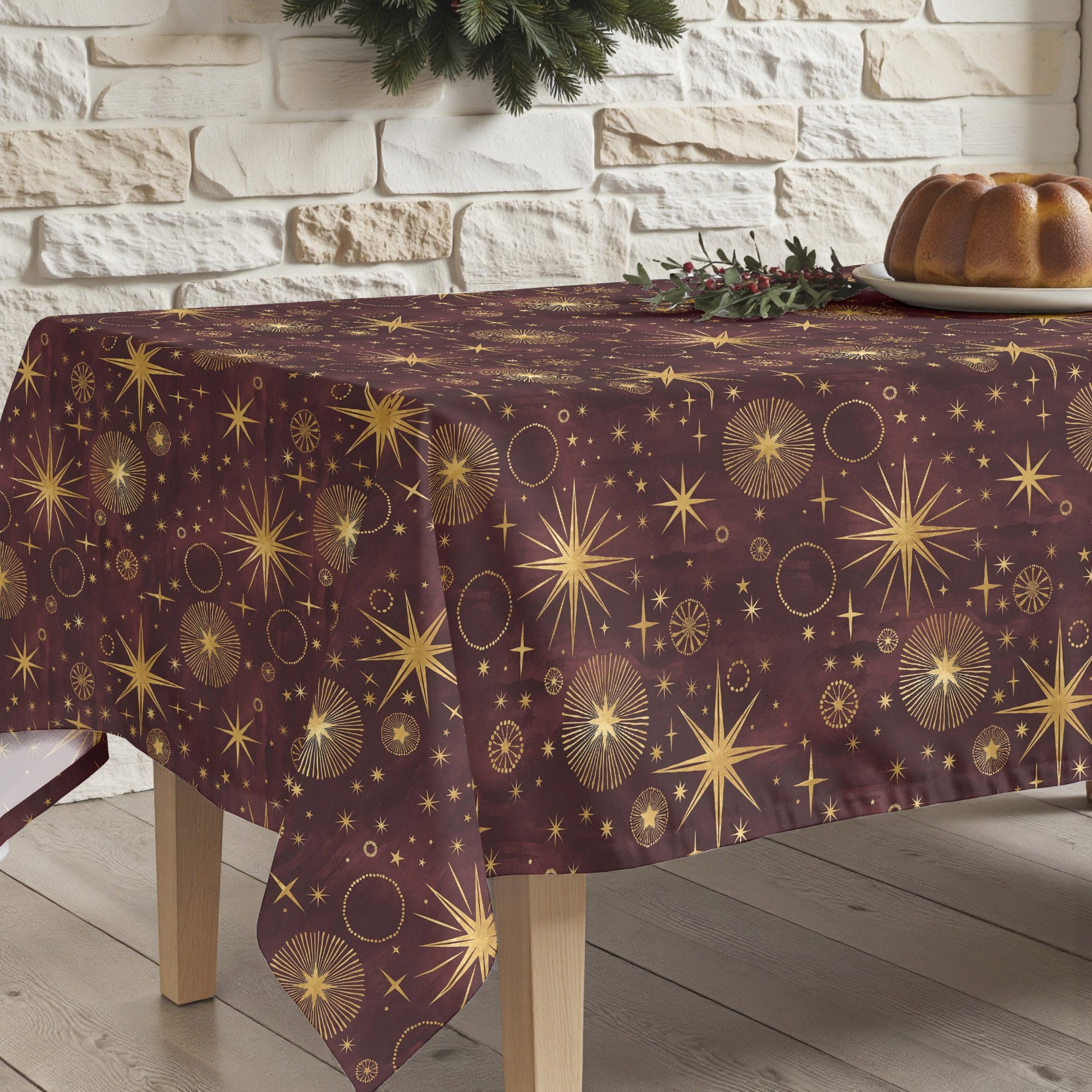 Nappe résistante aux taches de Noël rouge ciel