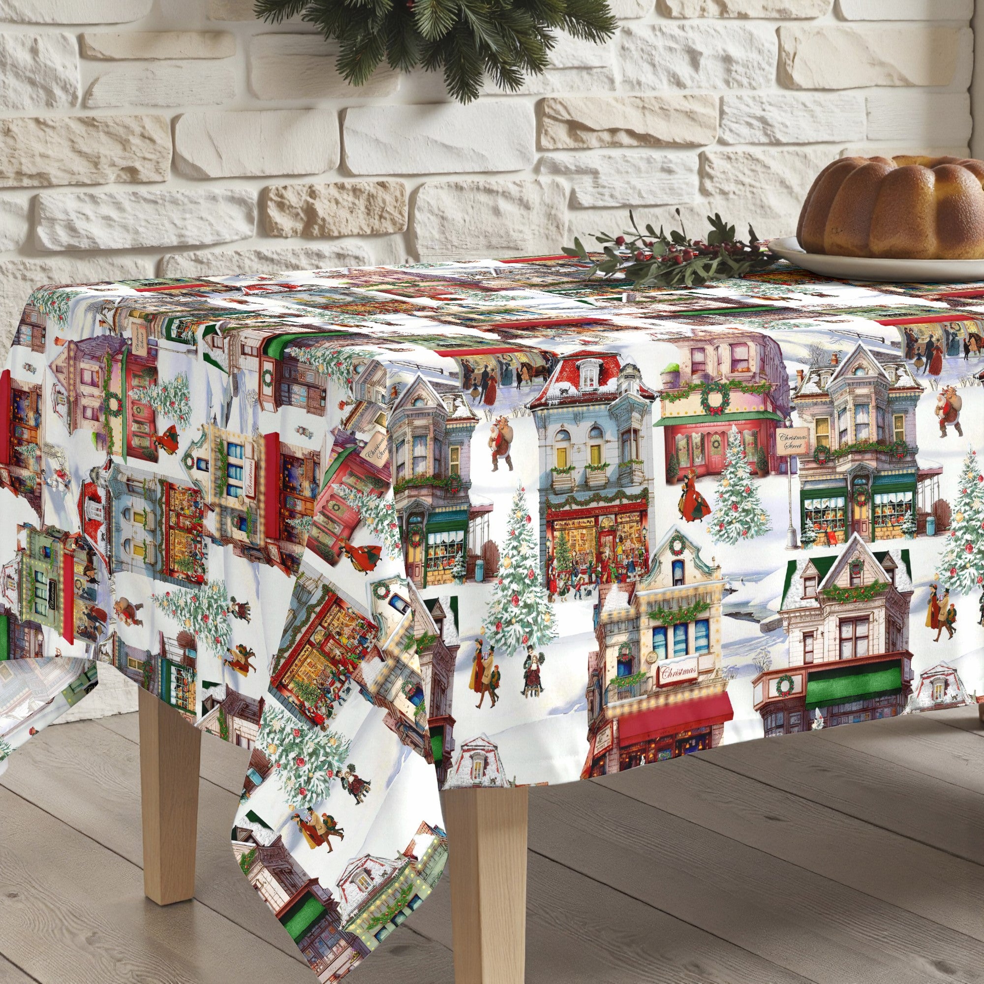 Christmas City stain-resistant tablecloth 1
