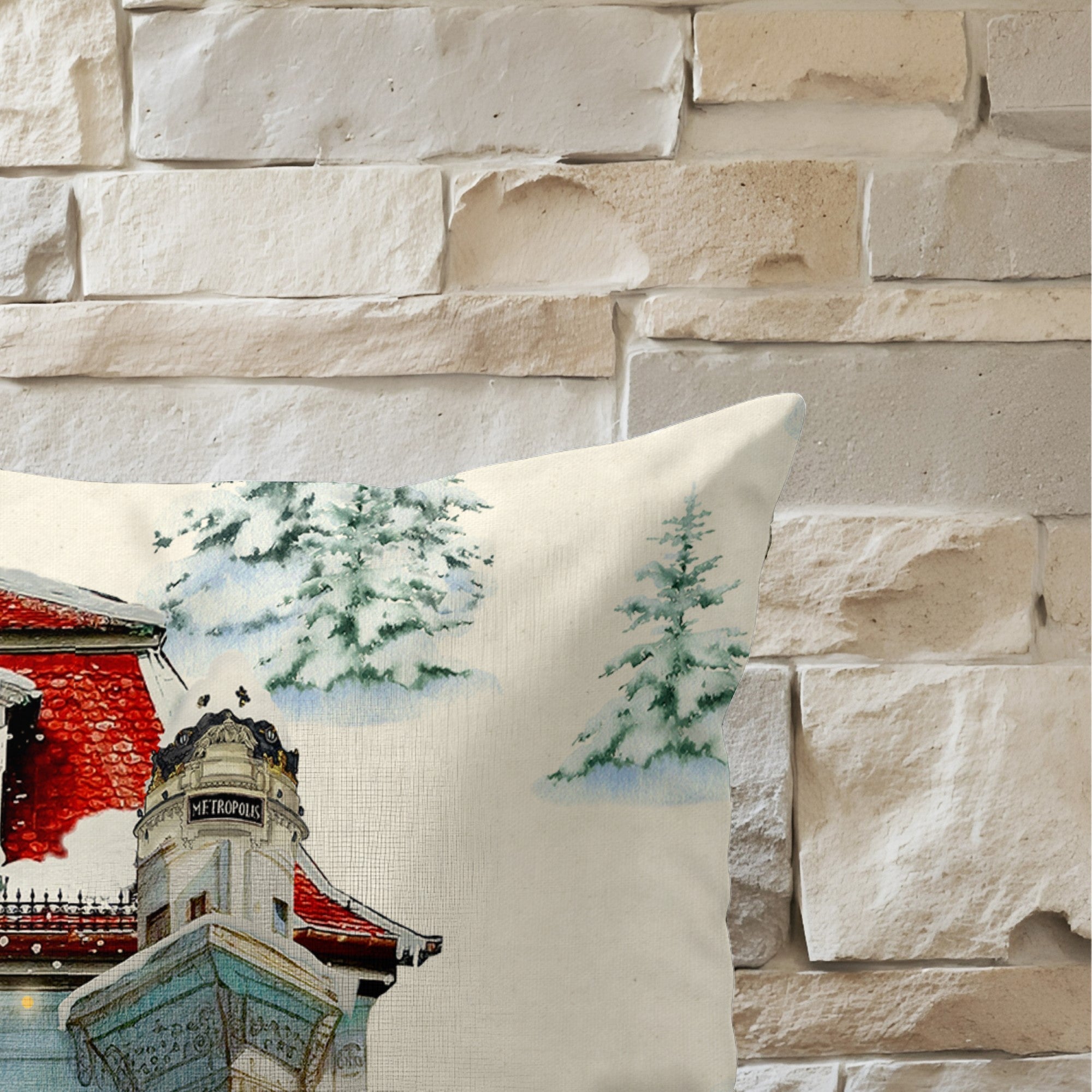 Funda de cojín 100% algodón Christmas City B 50x50 cm