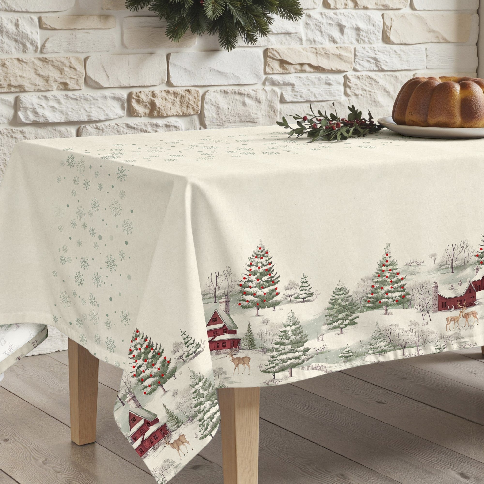 Mantel antimanchas Christmas deer cenefa 1225