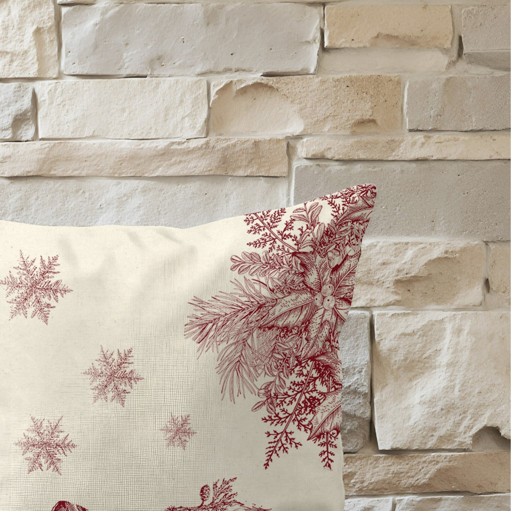 Funda de cojín 100% algodón Christmas Red Toile A 50x50 cm