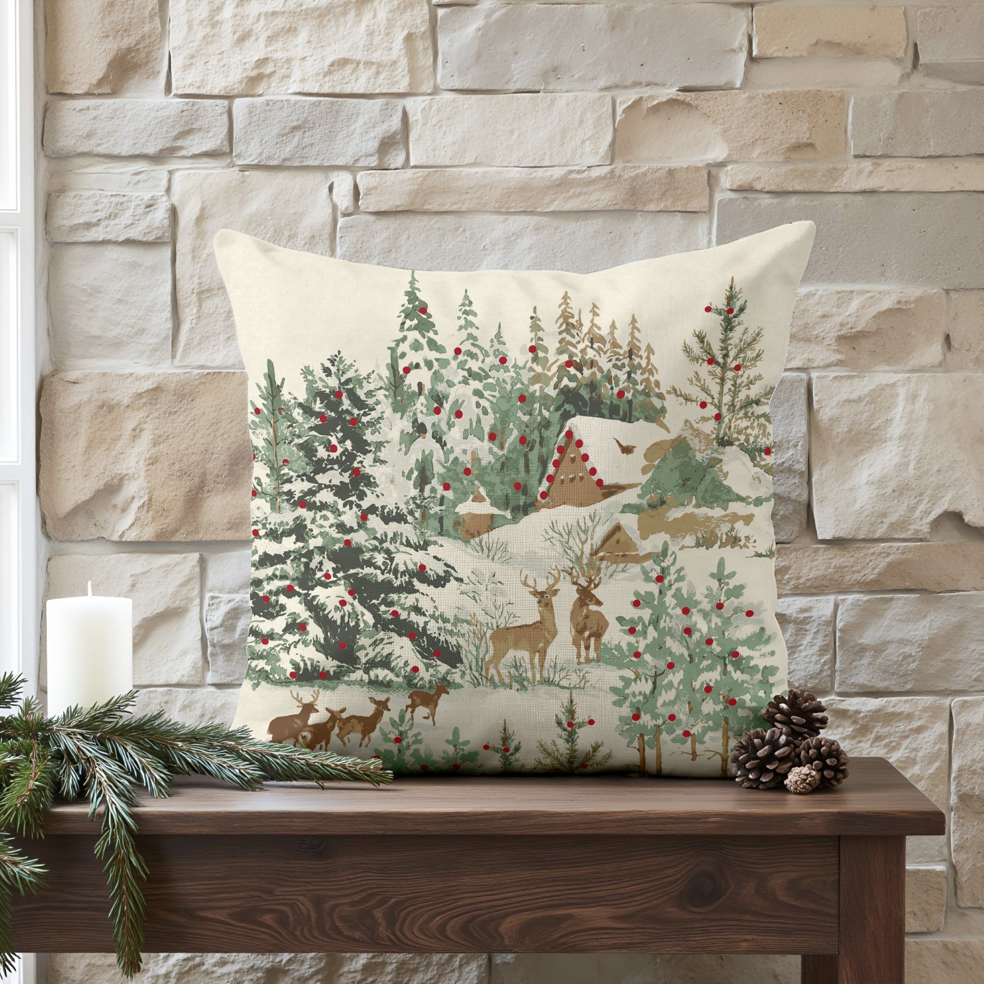 Funda de cojín 100% algodón Christmas Ciervo A 50x50 cm
