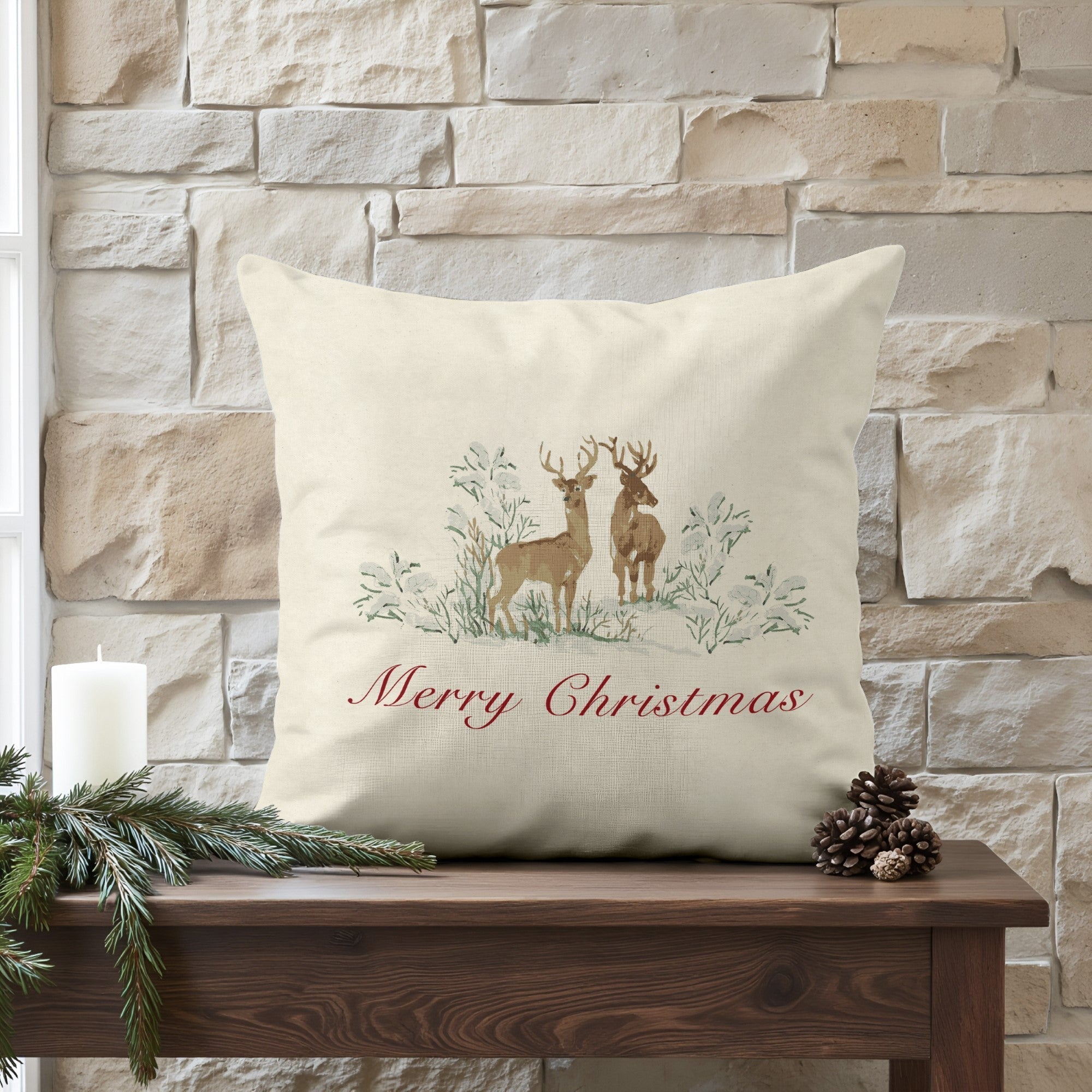Funda de cojín 100% algodón Christmas Ciervo B 50x50 cm