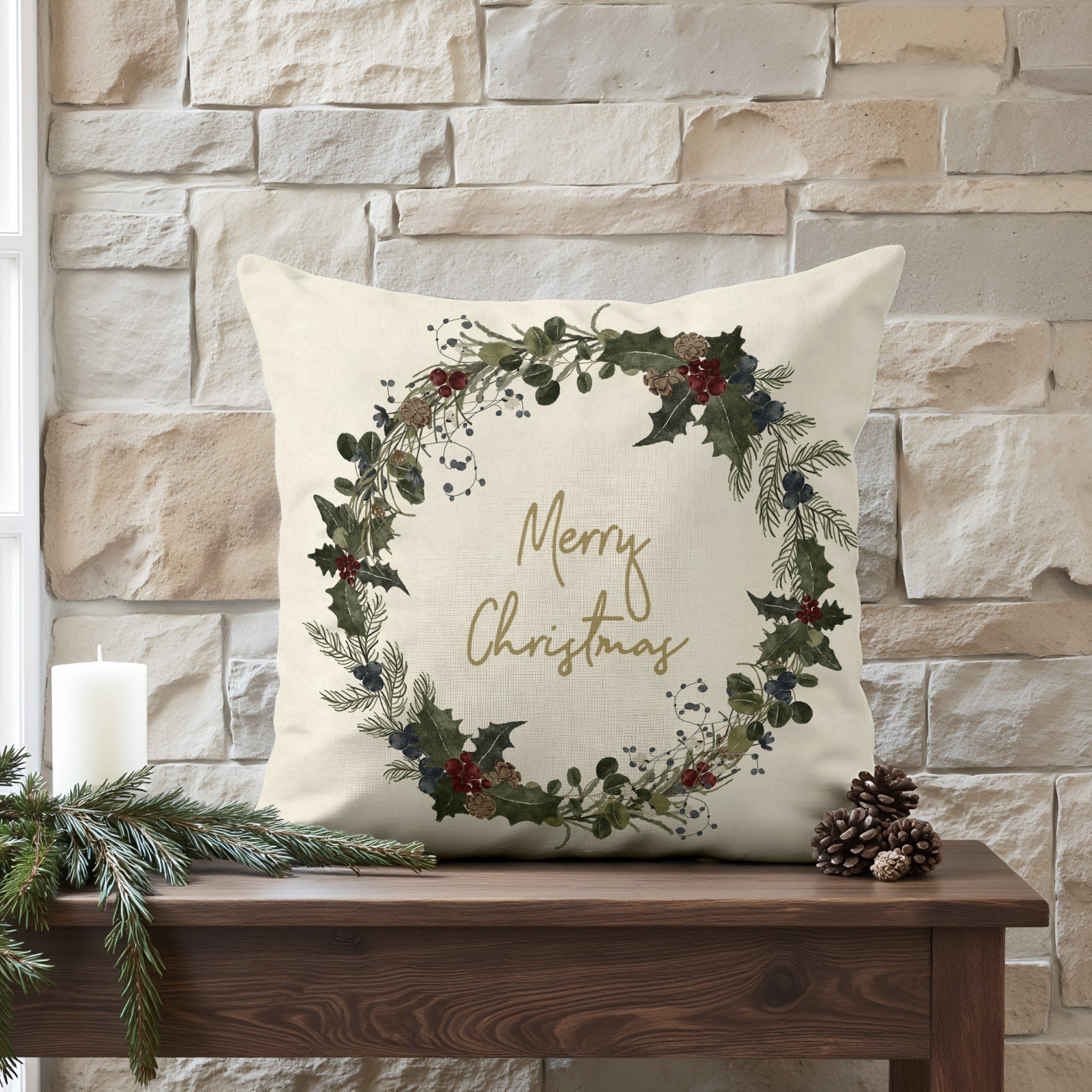 Funda de cojín 100% algodón Christmas Muérdago A 50x50 cm