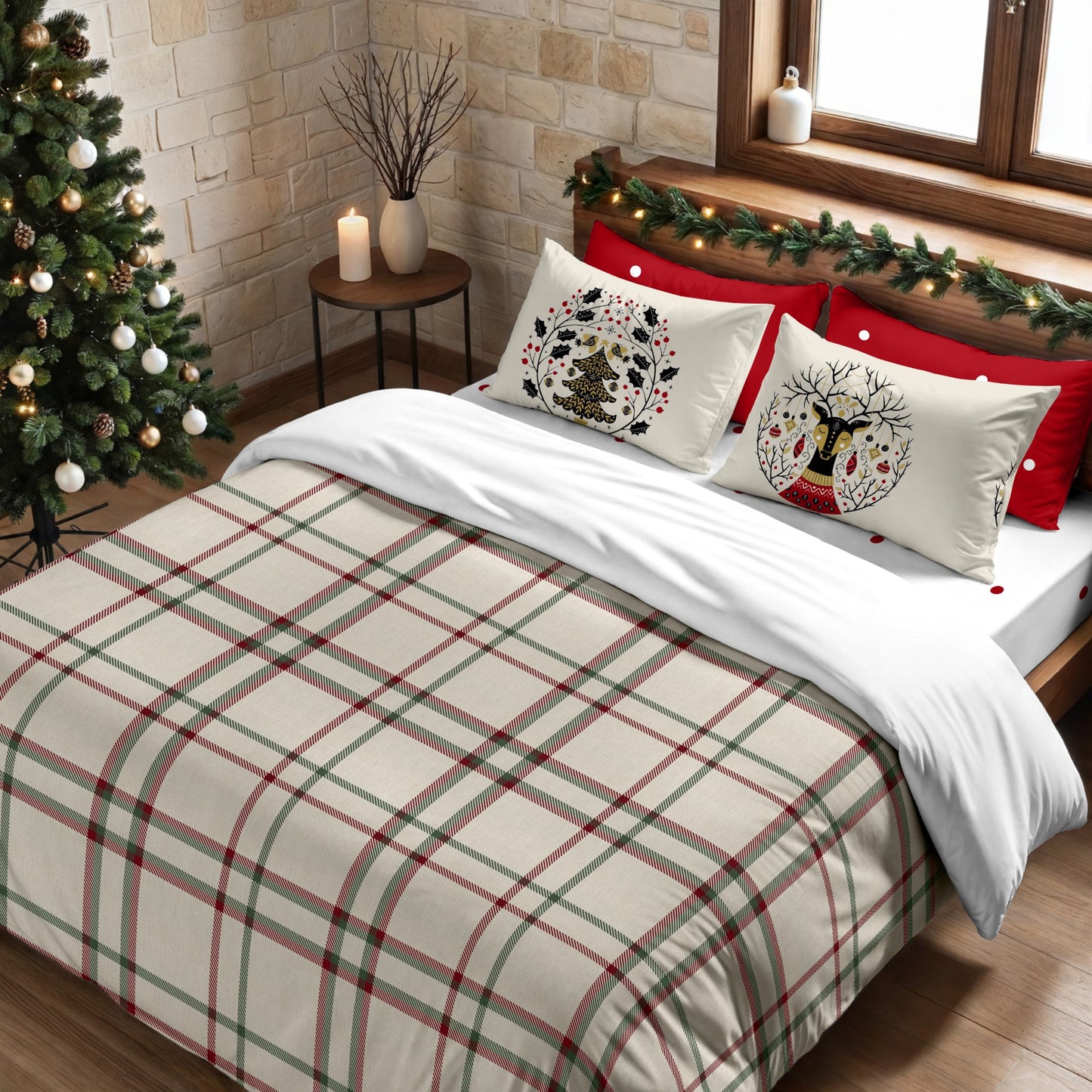 Housse de couette à clics 100% coton Images de Noël