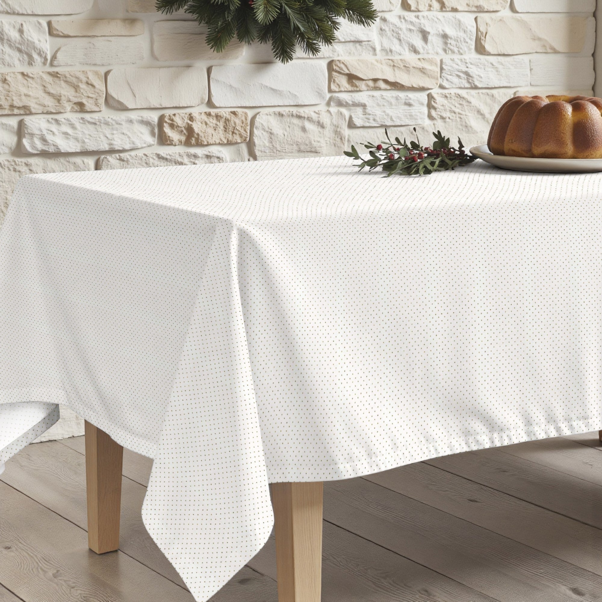 Gold Dots Stain Resistant Tablecloth