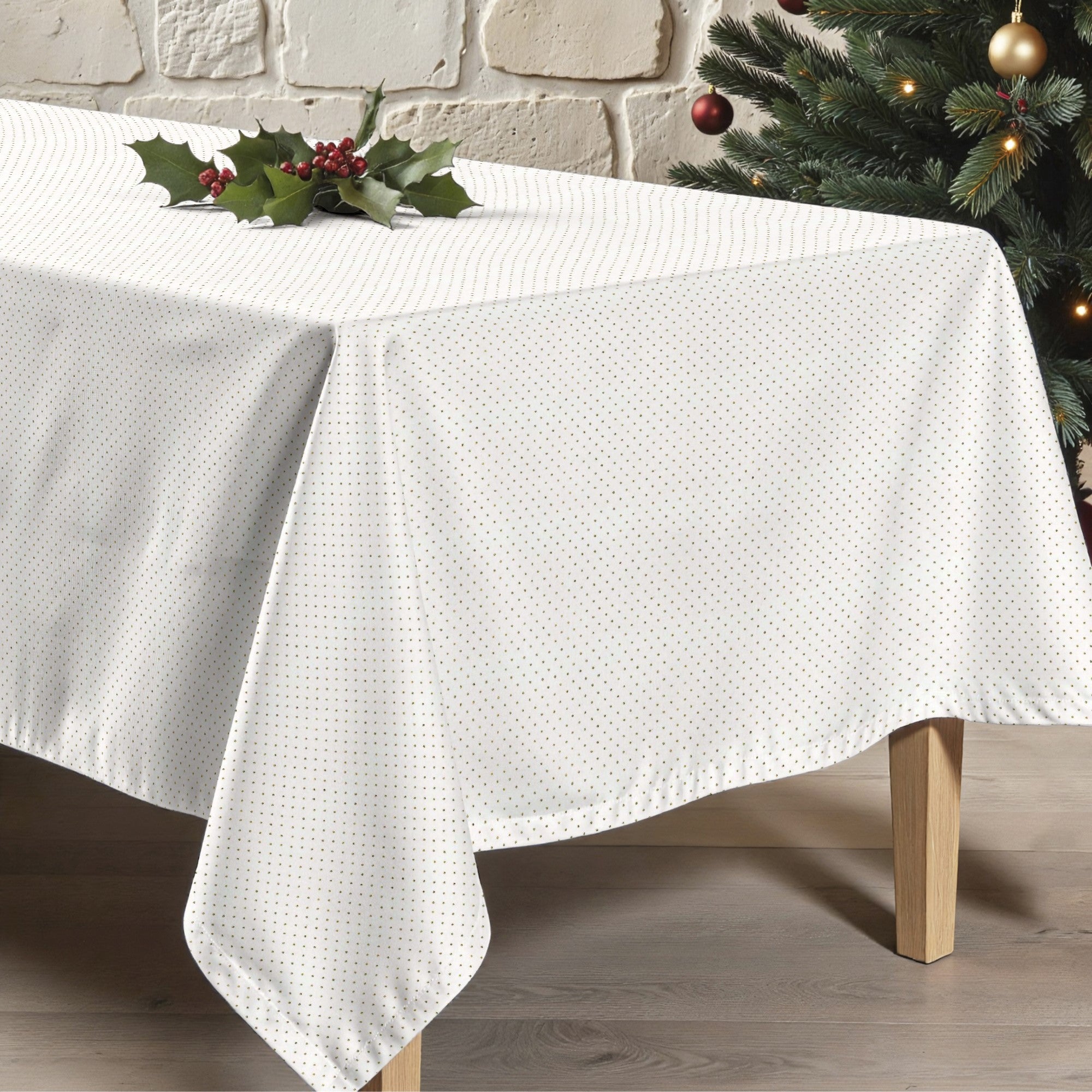 Gold Dots Stain Resistant Tablecloth