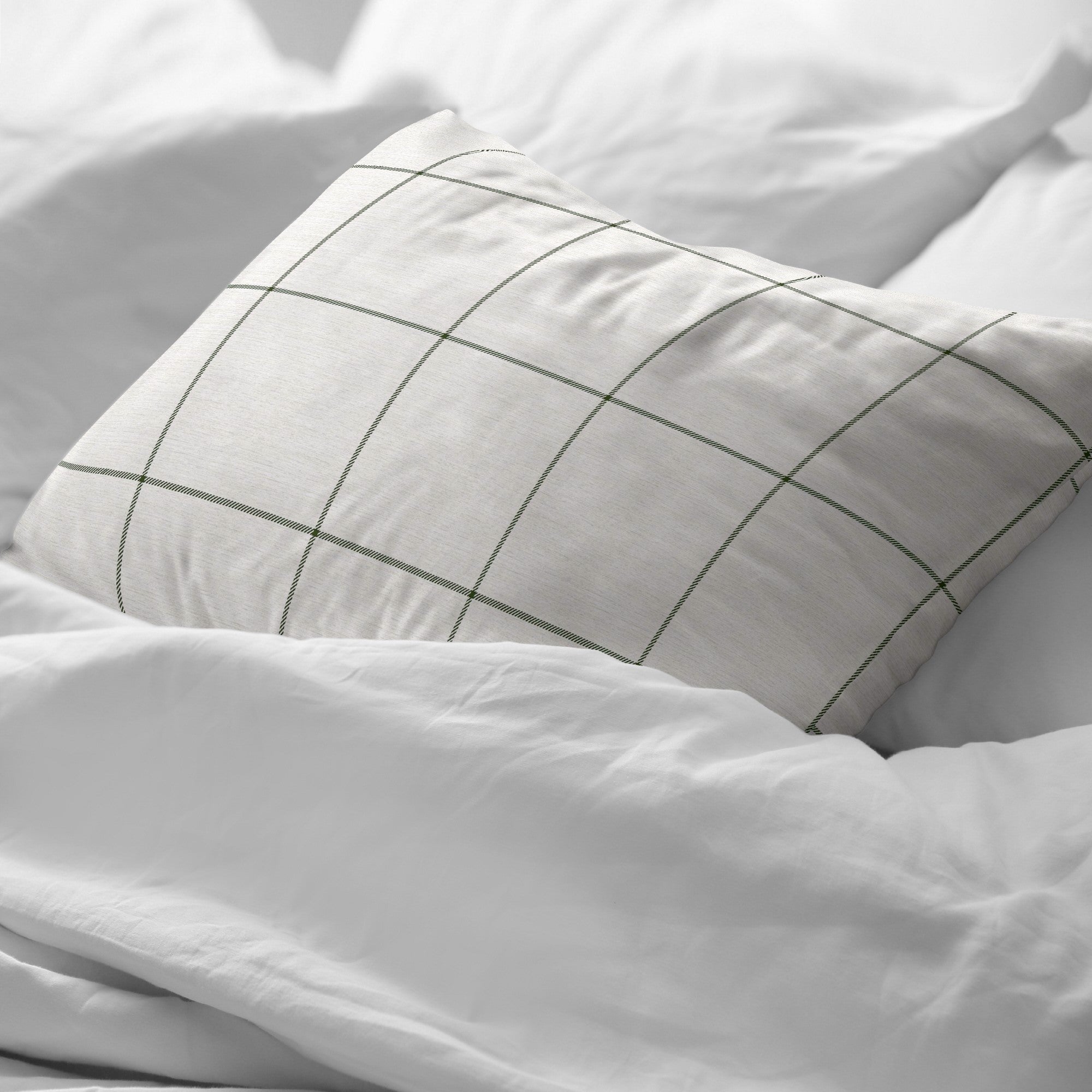 Funda de almohada Green Windowpana