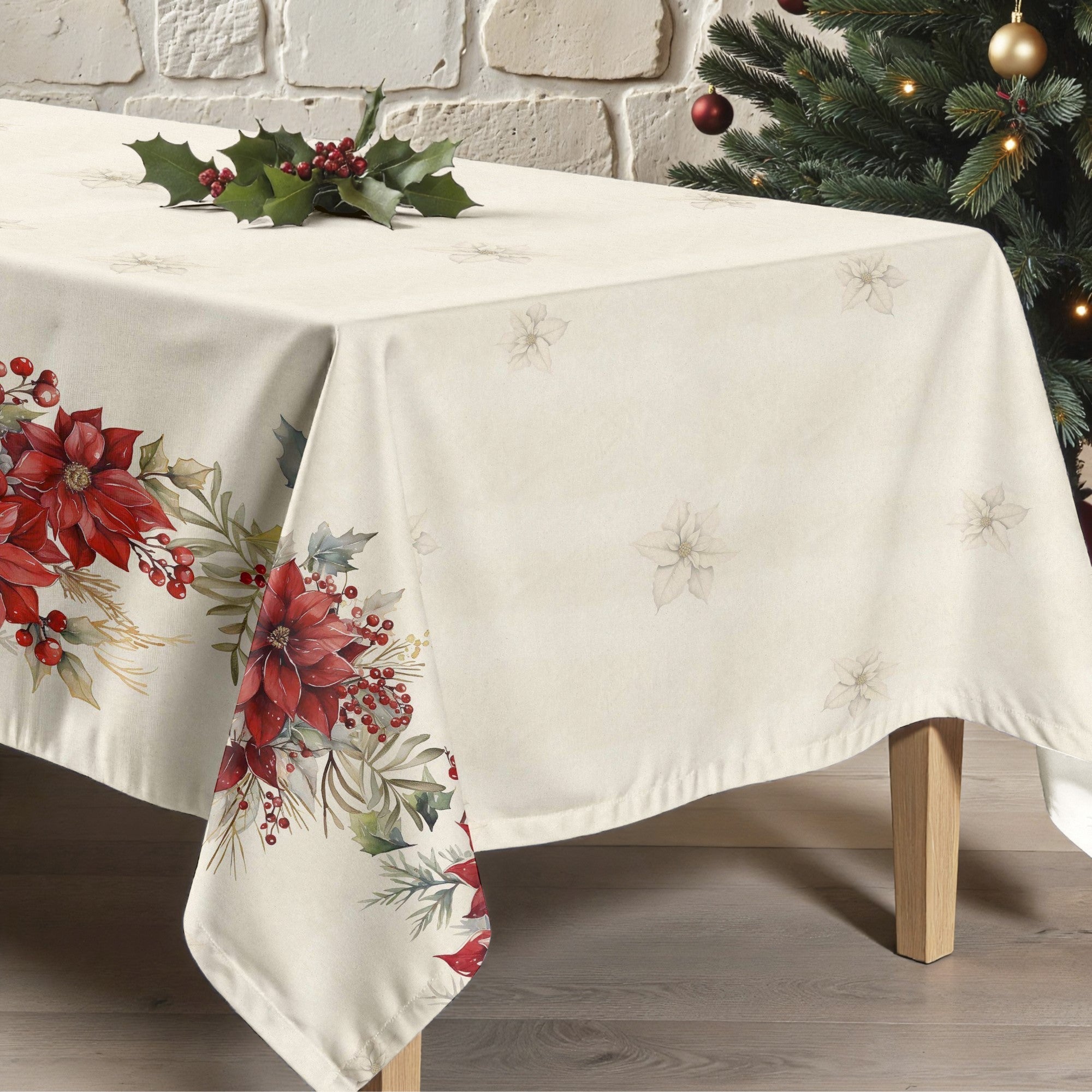 Mantel antimanchas Holiday ponsettia 1225