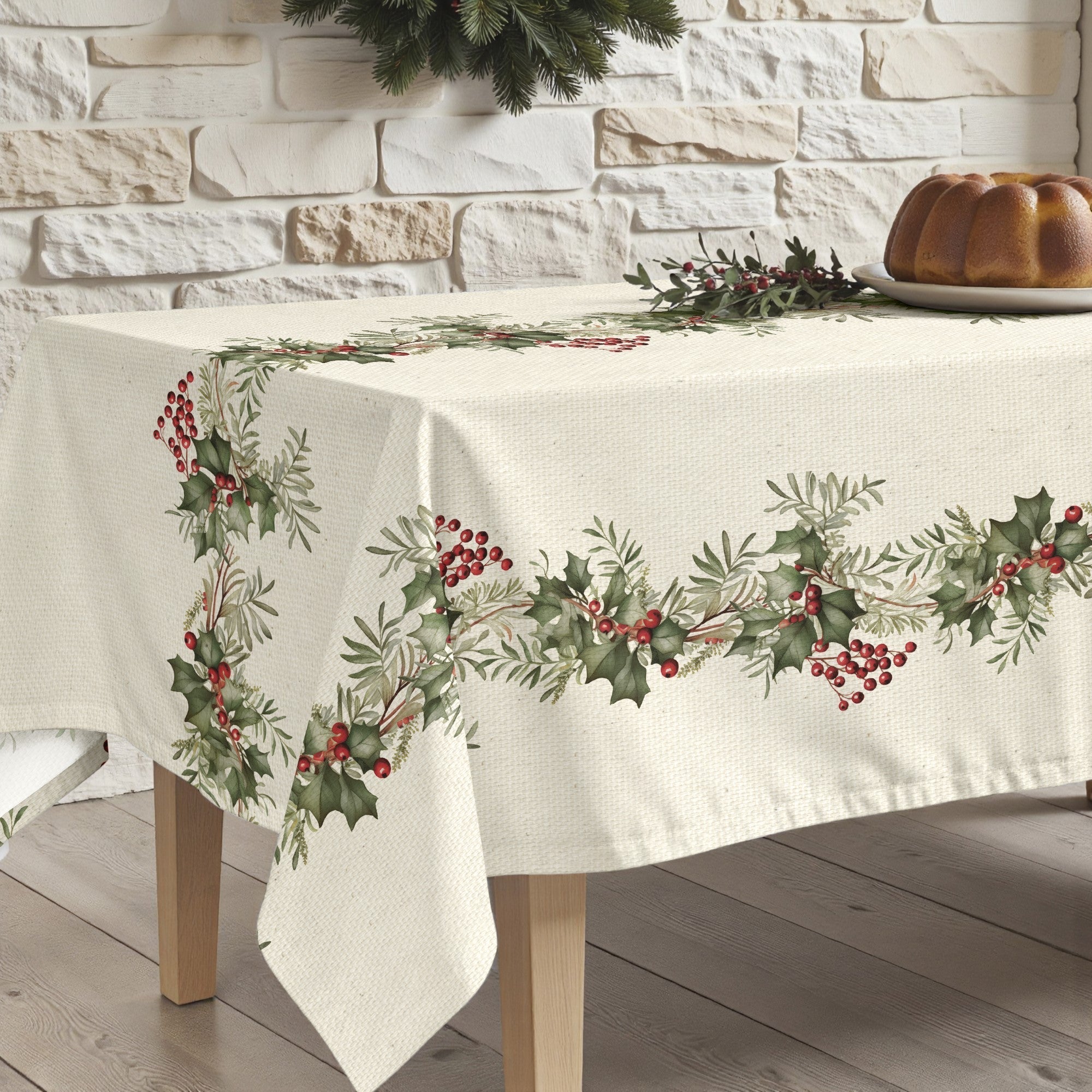 Mantel antimanchas Holly garland 1225