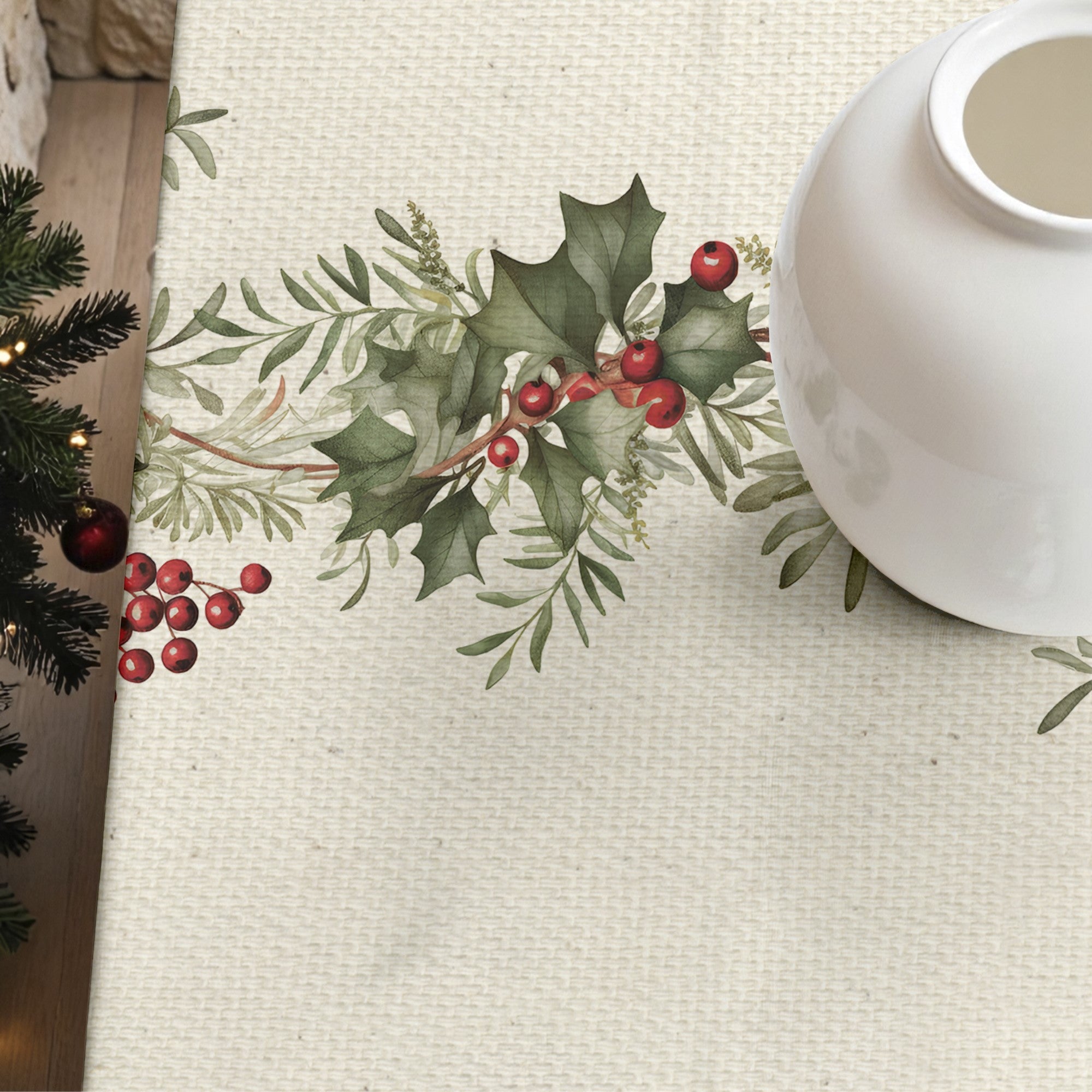 Mantel antimanchas Holly garland 1225