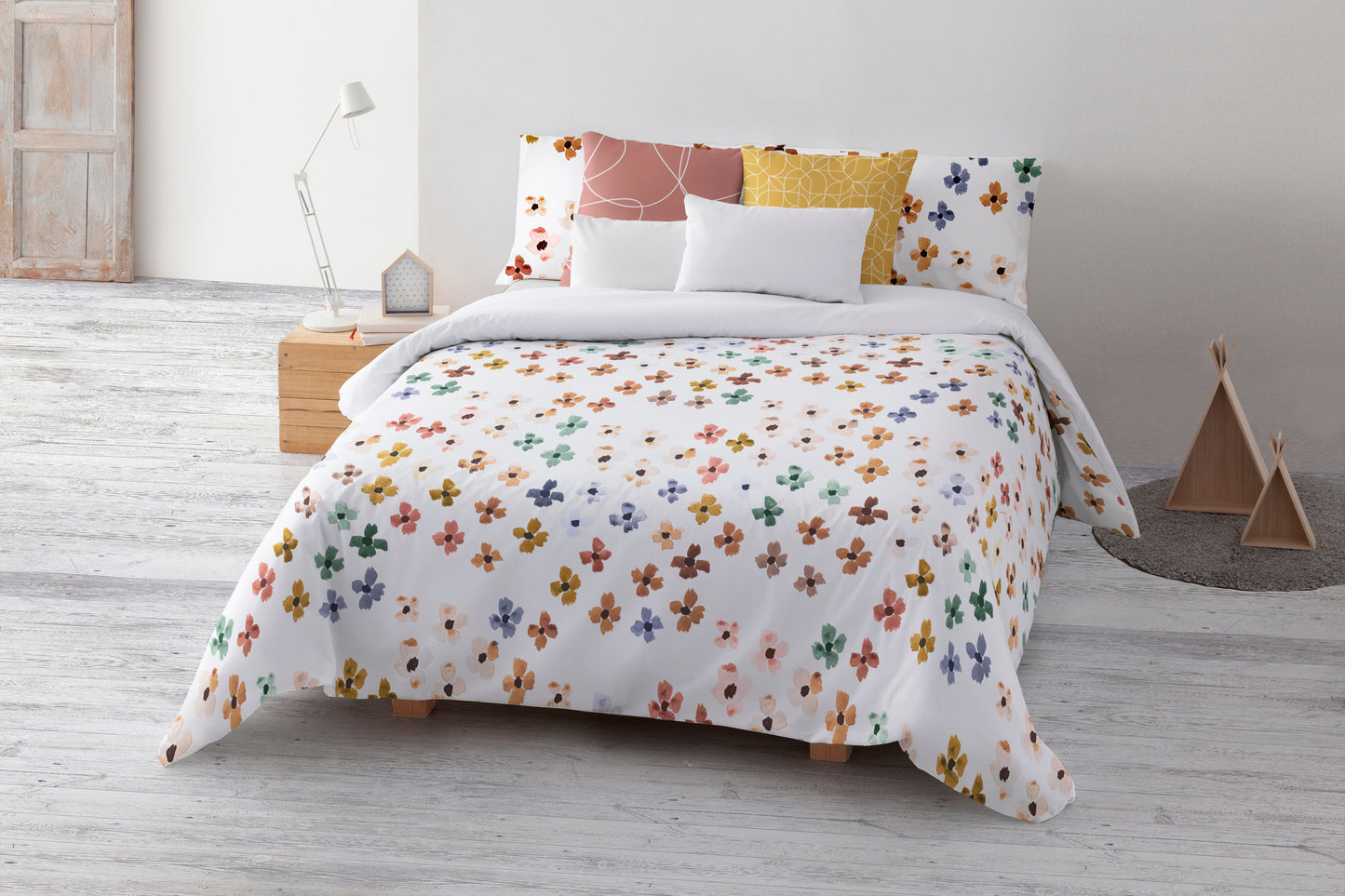 Housse de couette à boutons 100% coton Irène 5