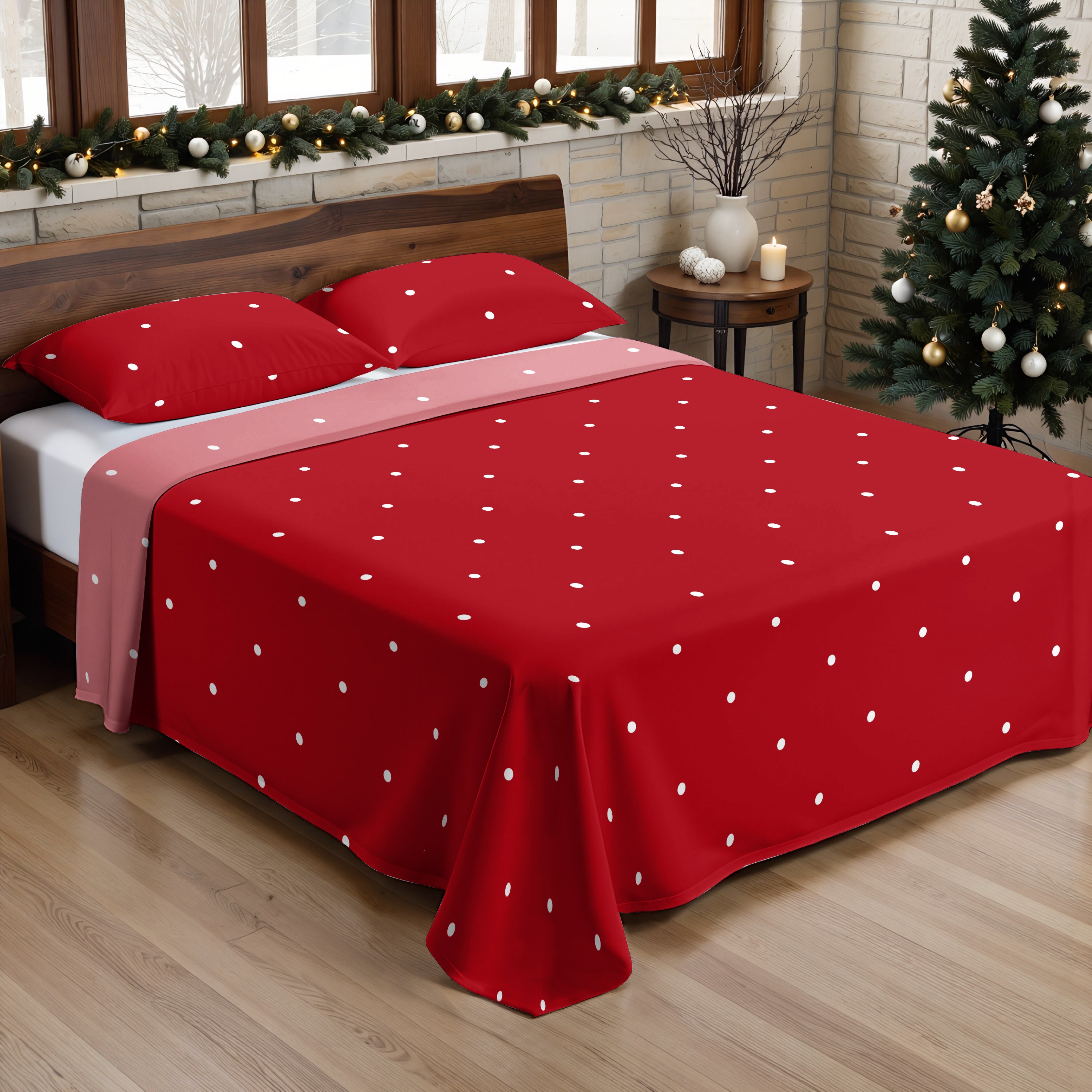 100% Cotton Lapland Sheet Set 47 Red
