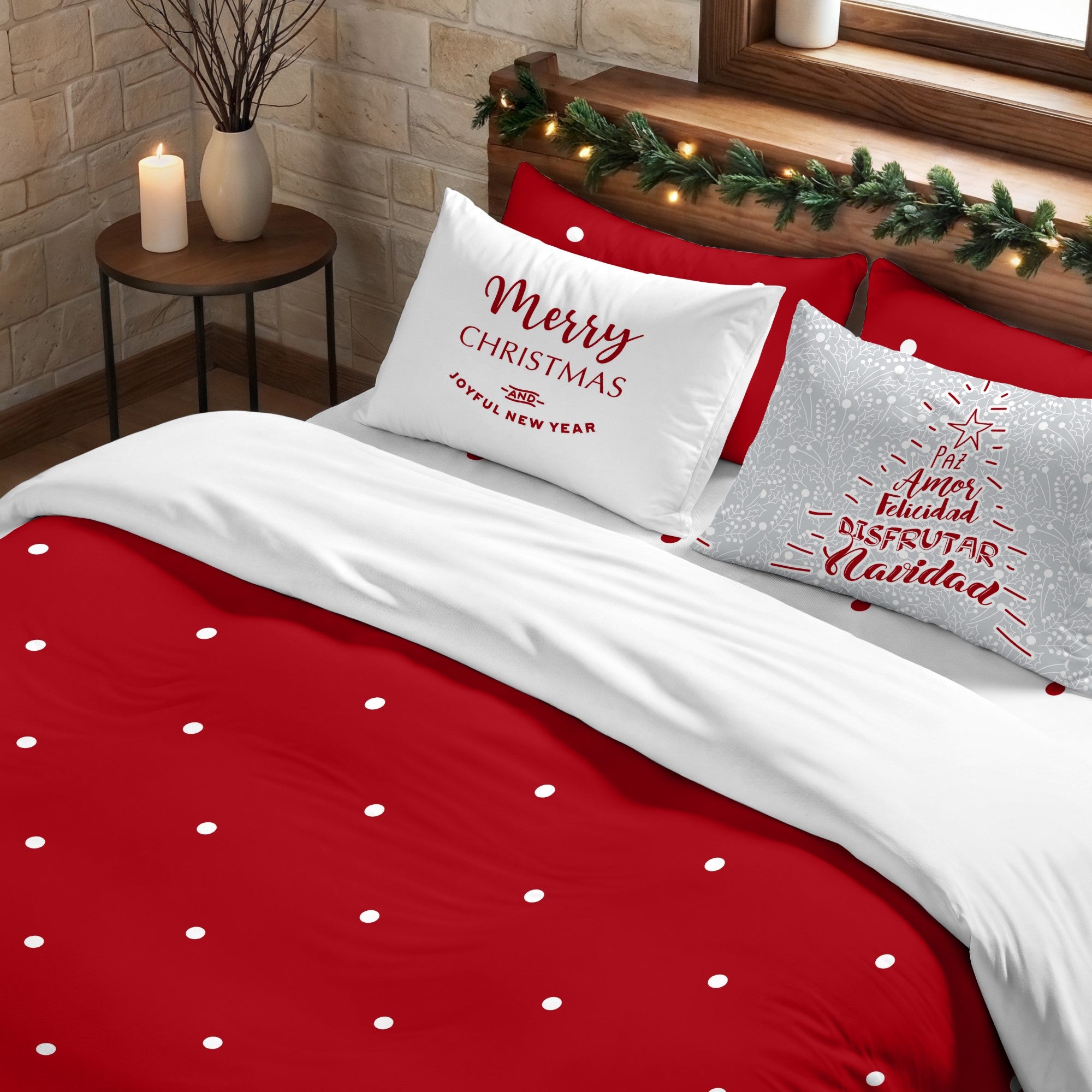 Housse de couette à clics 100% coton Laponia 47 rouge