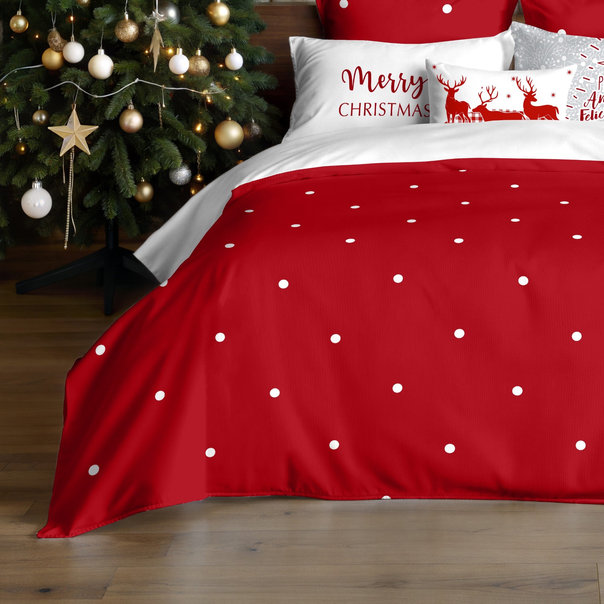 Housse de couette à clics 100% coton Laponia 47 rouge