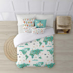 Nordic set 100% cotton World Map Blue