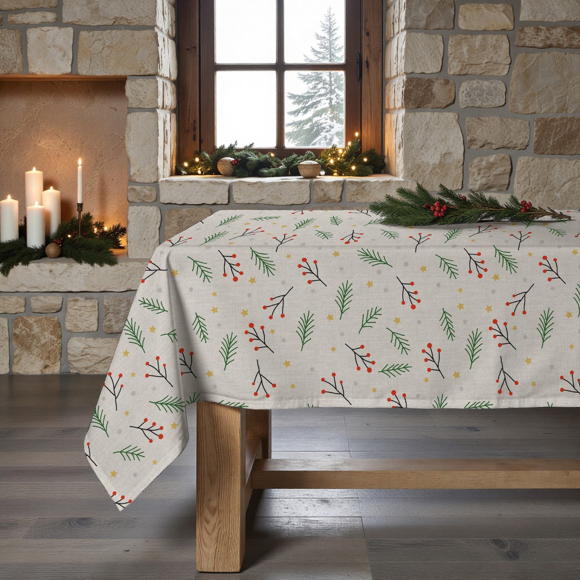 Merry Christmas stain-resistant tablecloth 35