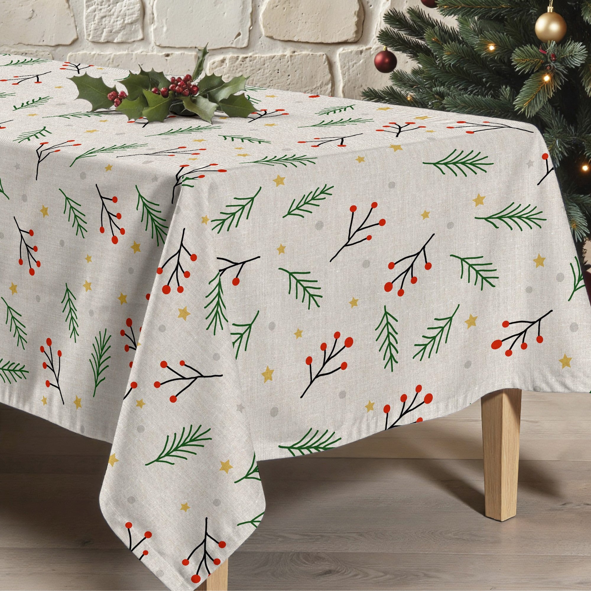 Merry Christmas stain-resistant tablecloth 35