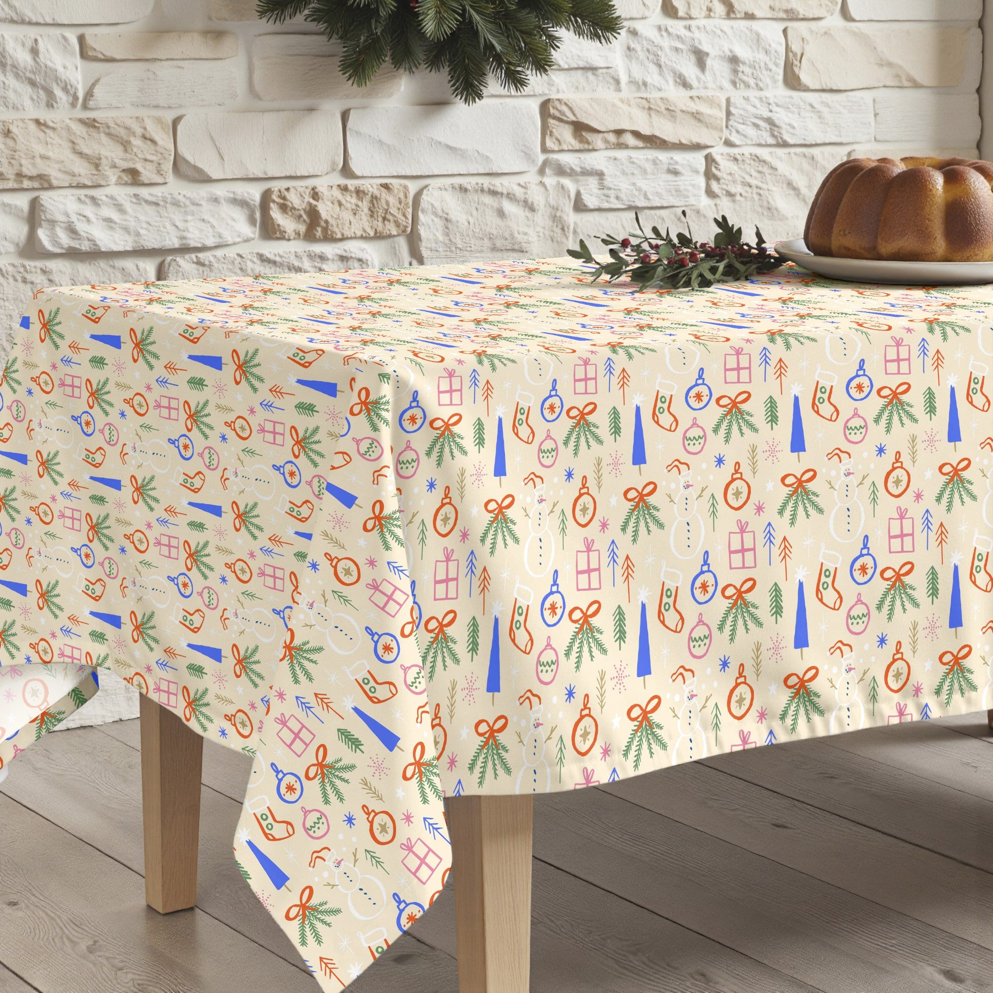 Merry Christmas stain-resistant tablecloth 41