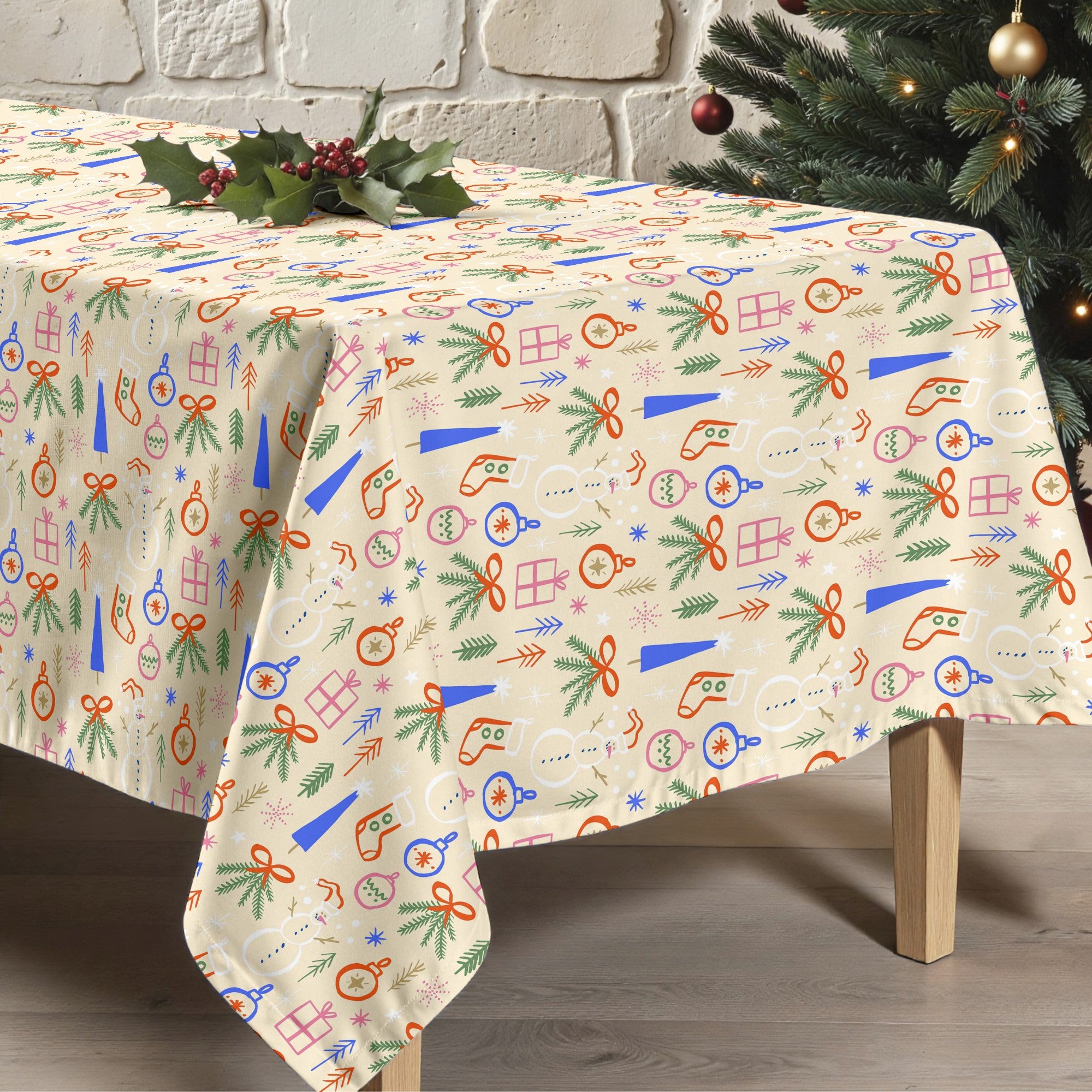 Merry Christmas stain-resistant tablecloth 41