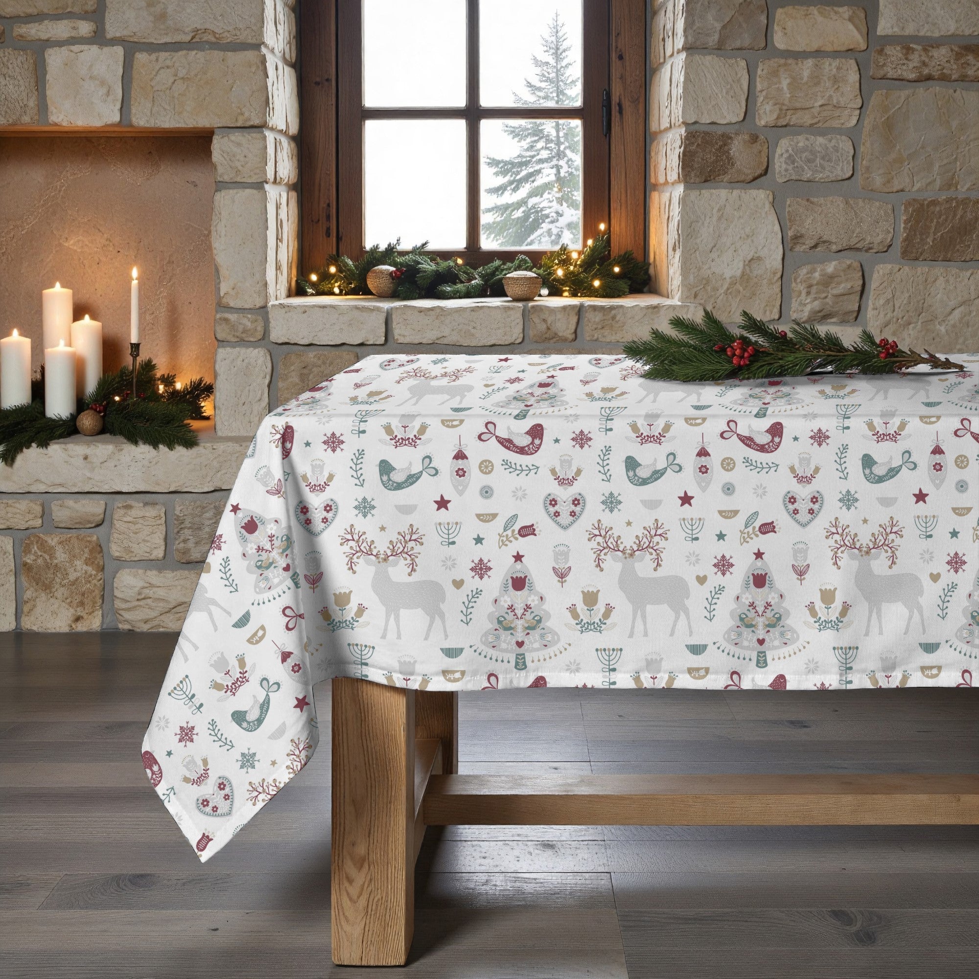 Merry Christmas stain-resistant tablecloth 55