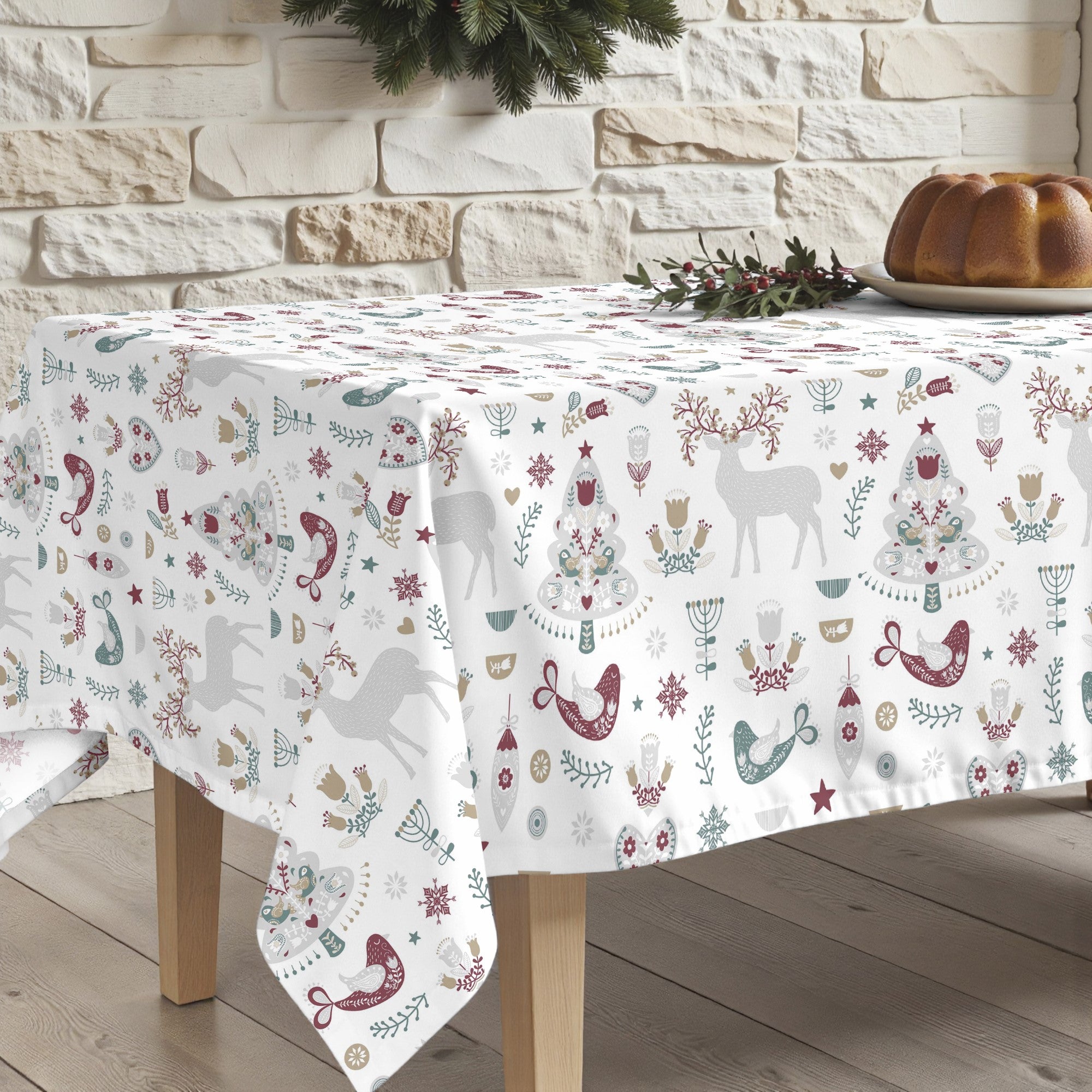 Merry Christmas stain-resistant tablecloth 55