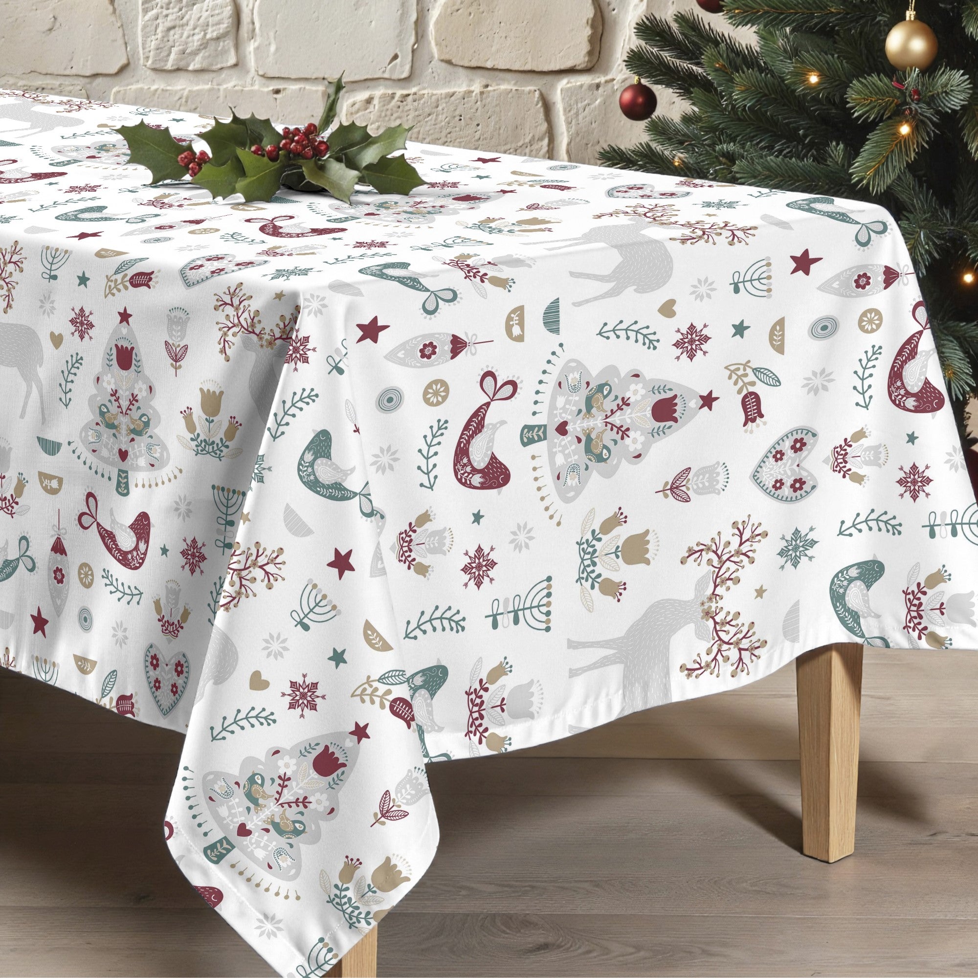 Merry Christmas stain-resistant tablecloth 55
