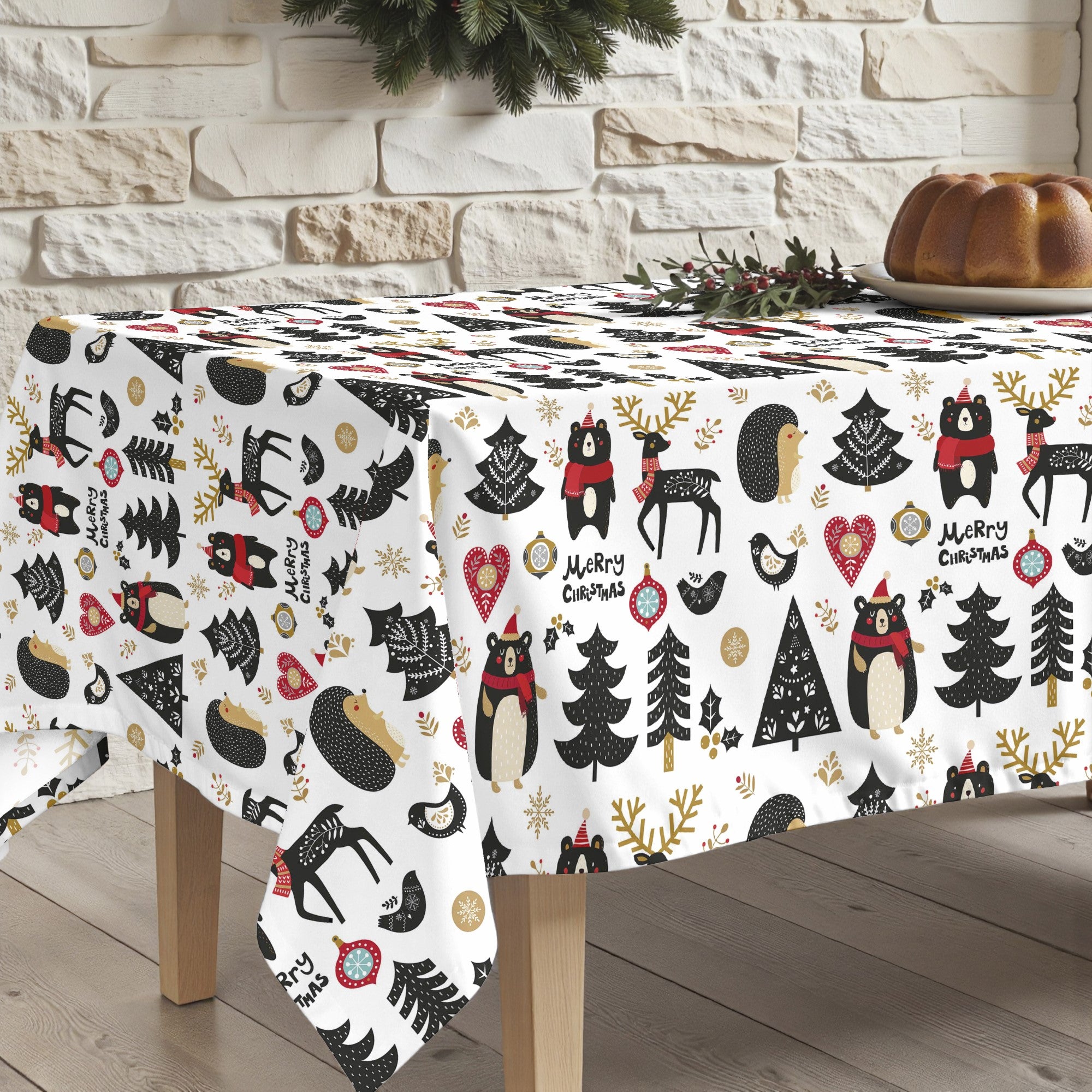 Merry Christmas stain-resistant tablecloth 61