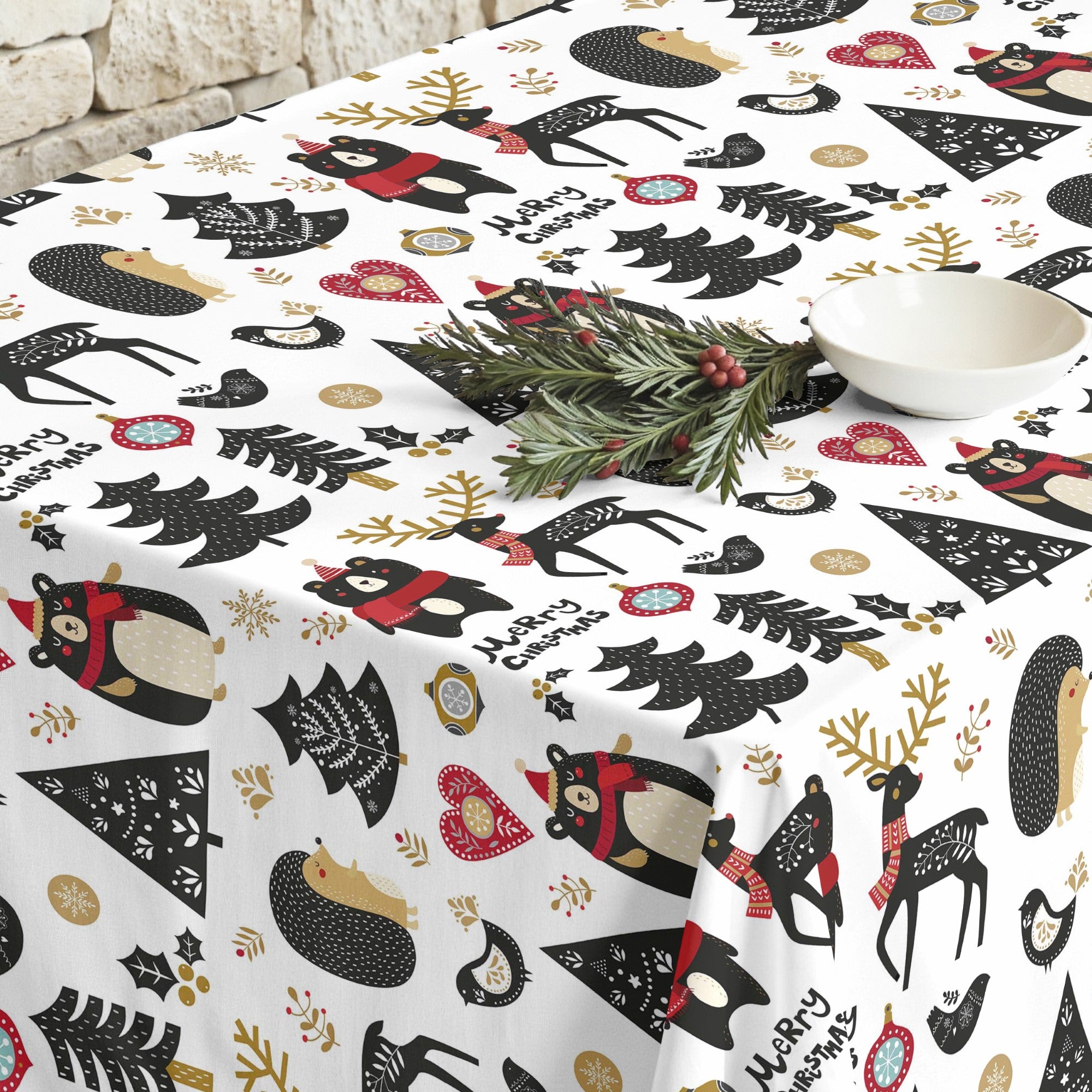Merry Christmas stain-resistant tablecloth 61