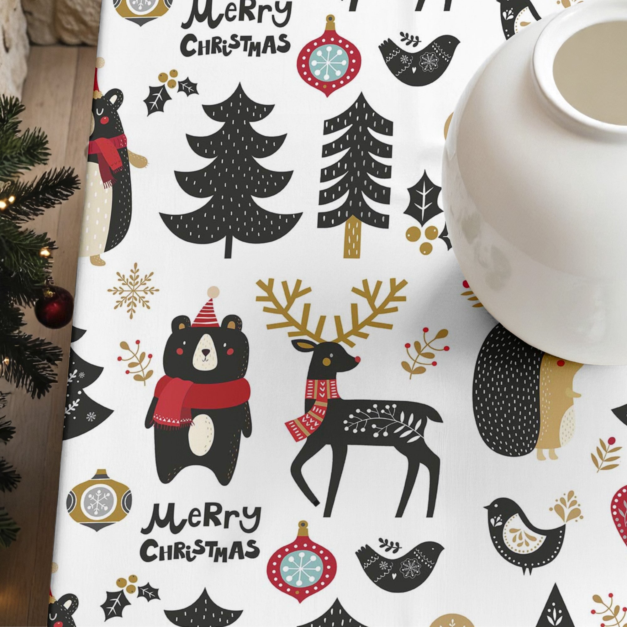 Merry Christmas stain-resistant tablecloth 61