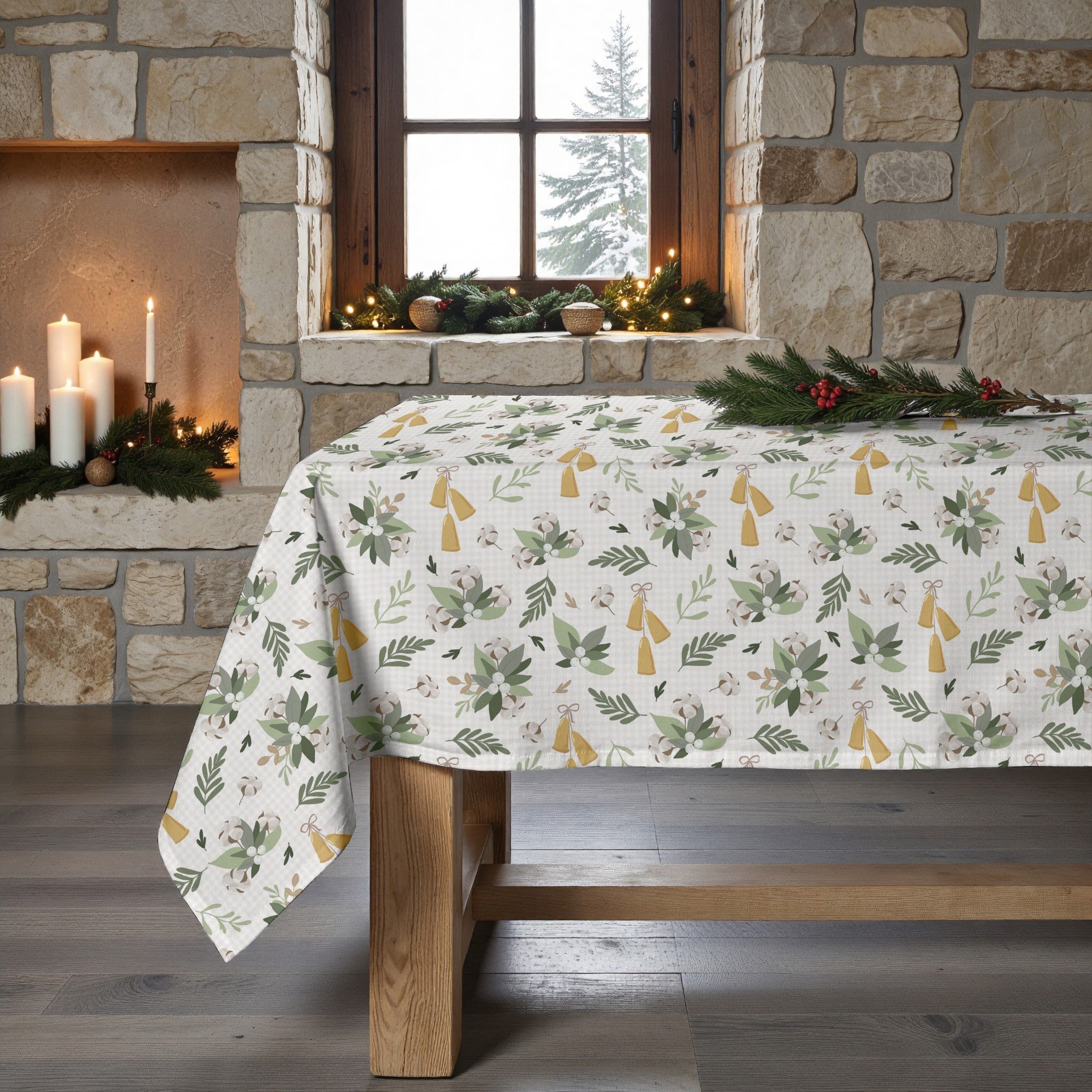Merry Christmas 64 stain-resistant tablecloth