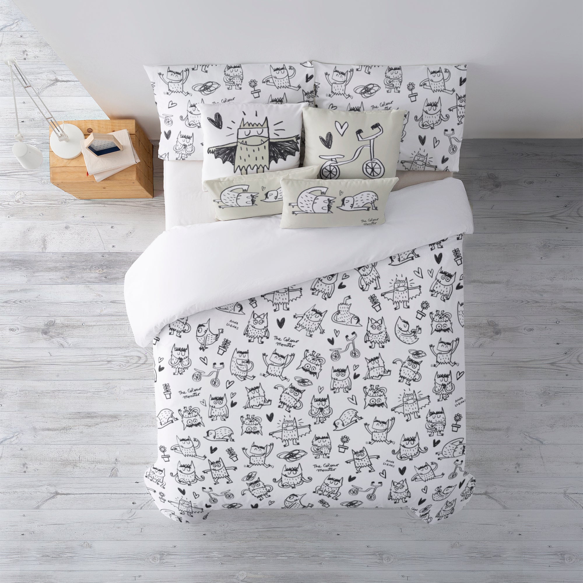 Funda nórdica con botones 100% algodón Monstre Black