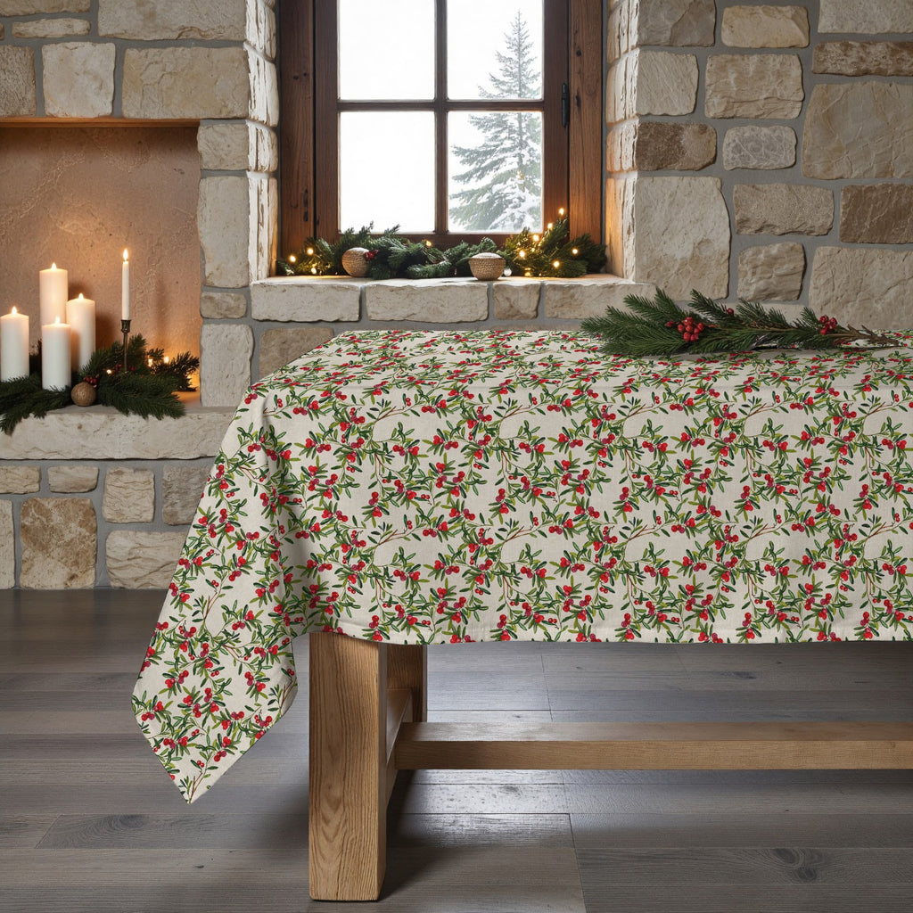 Mantel antimanchas Navidad Hojas