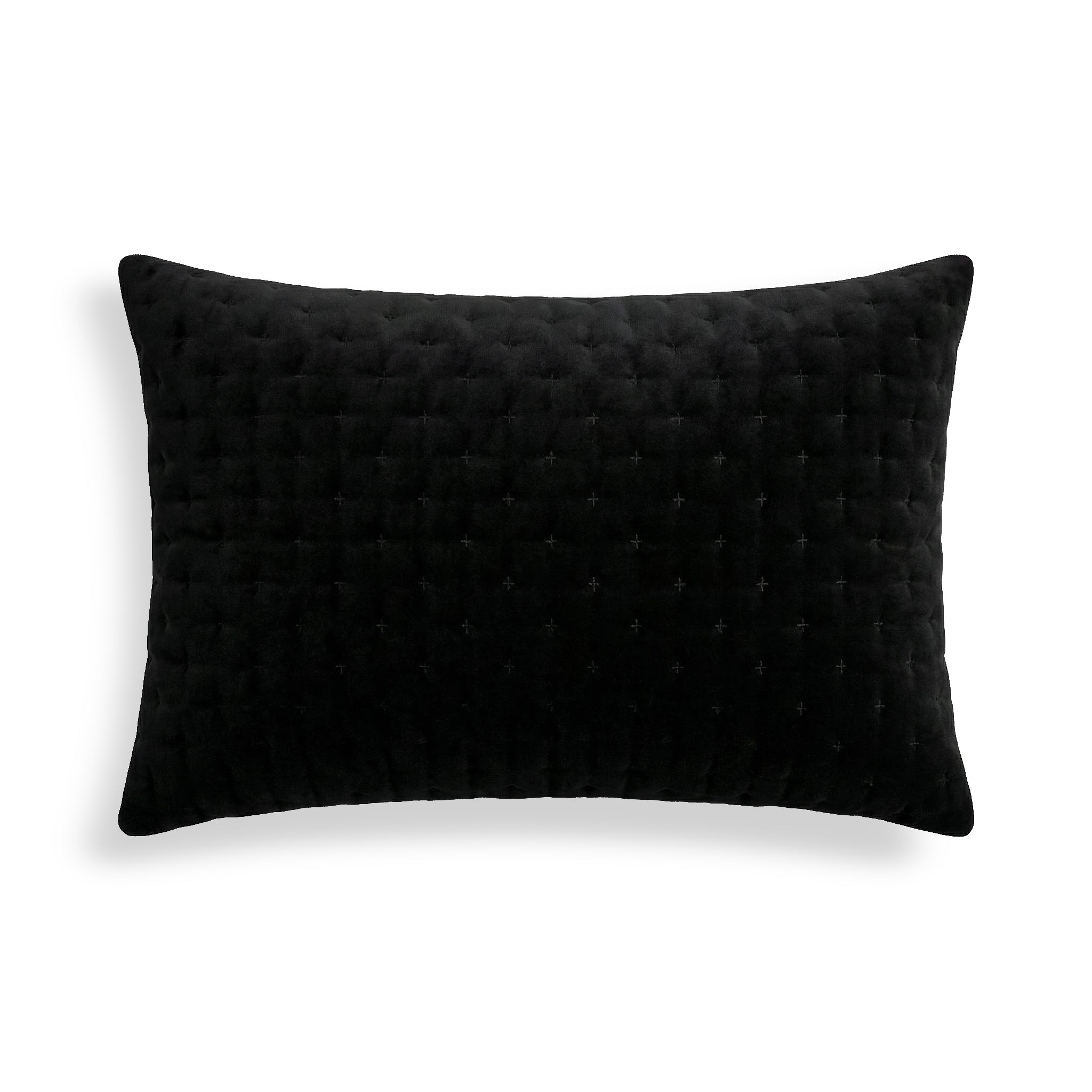 Funda de cojín lisa acolchada Black 30x50 cm