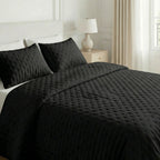 Colcha lisa acolchada Black tacto suave